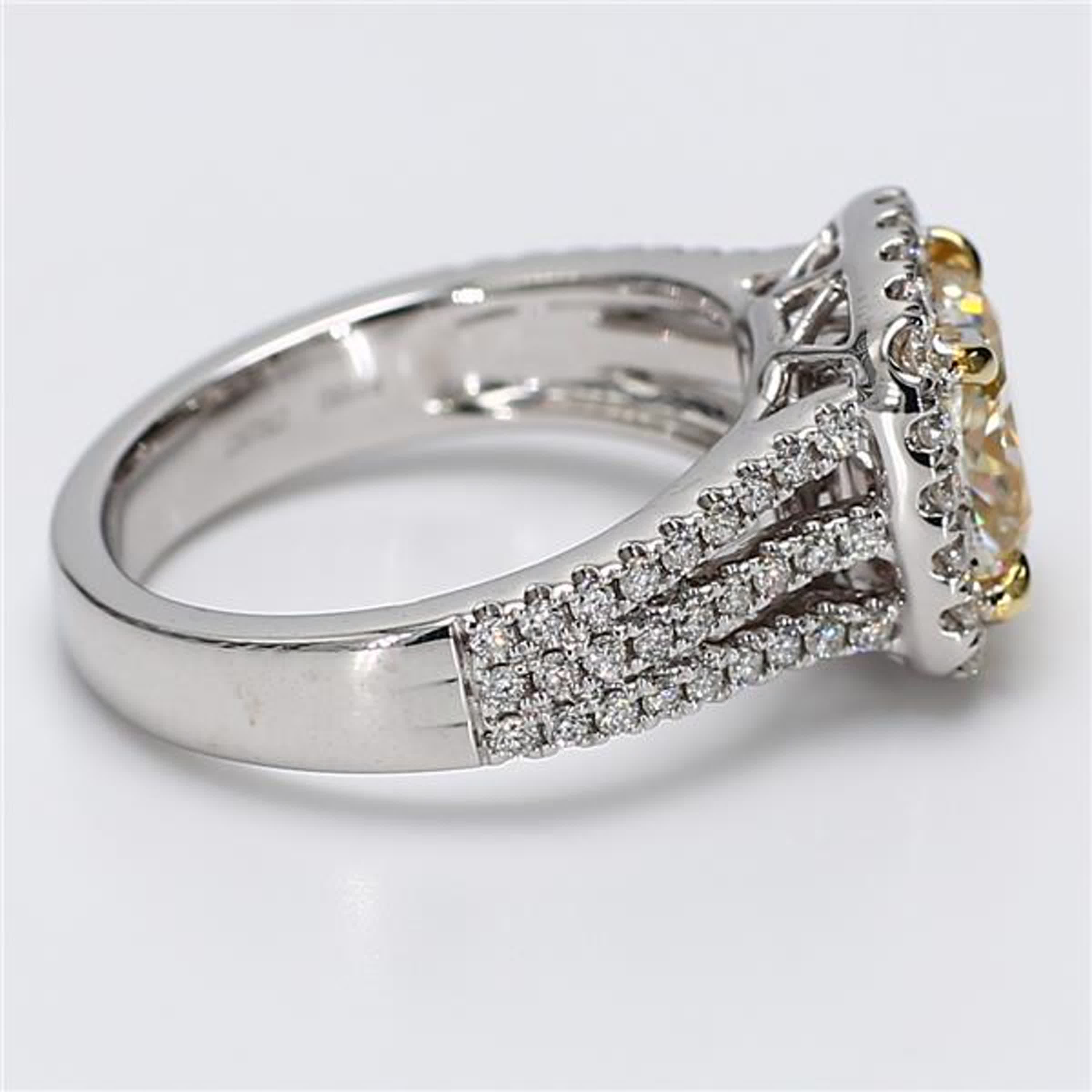 GIA Certified Natural Yellow Cushion and White Diamond 3.70 Carat TW Plat Ring