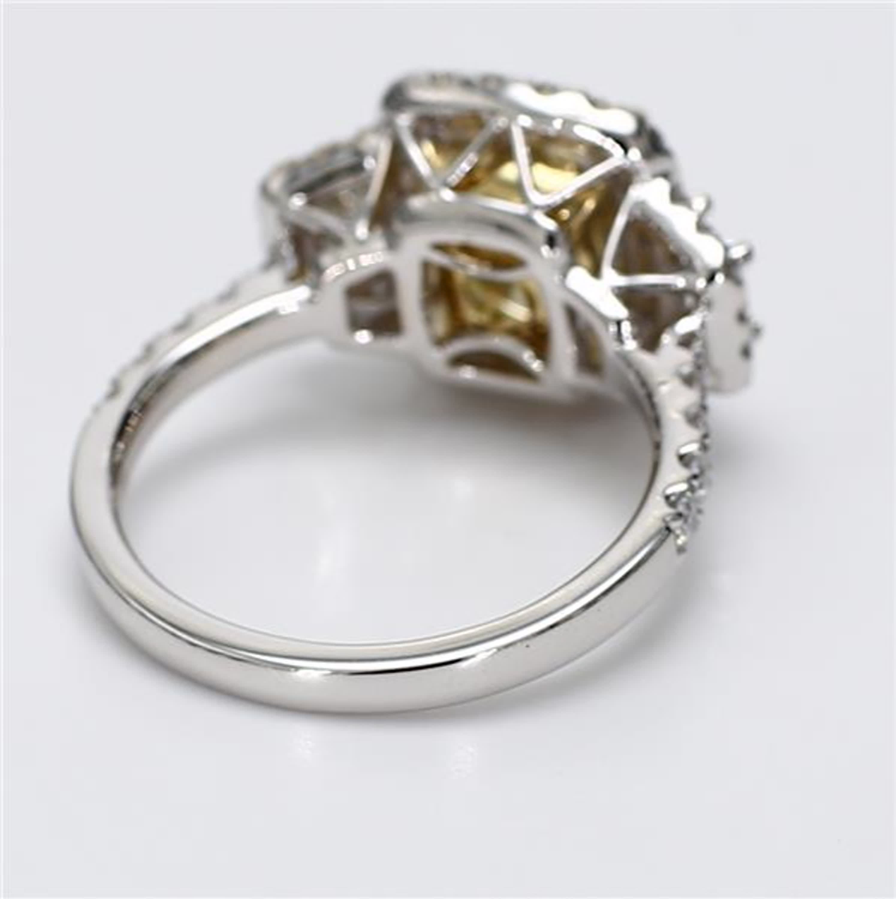 GIA Certified Natural Yellow Cushion and White Diamond 4.02 Carat TW Gold Ring