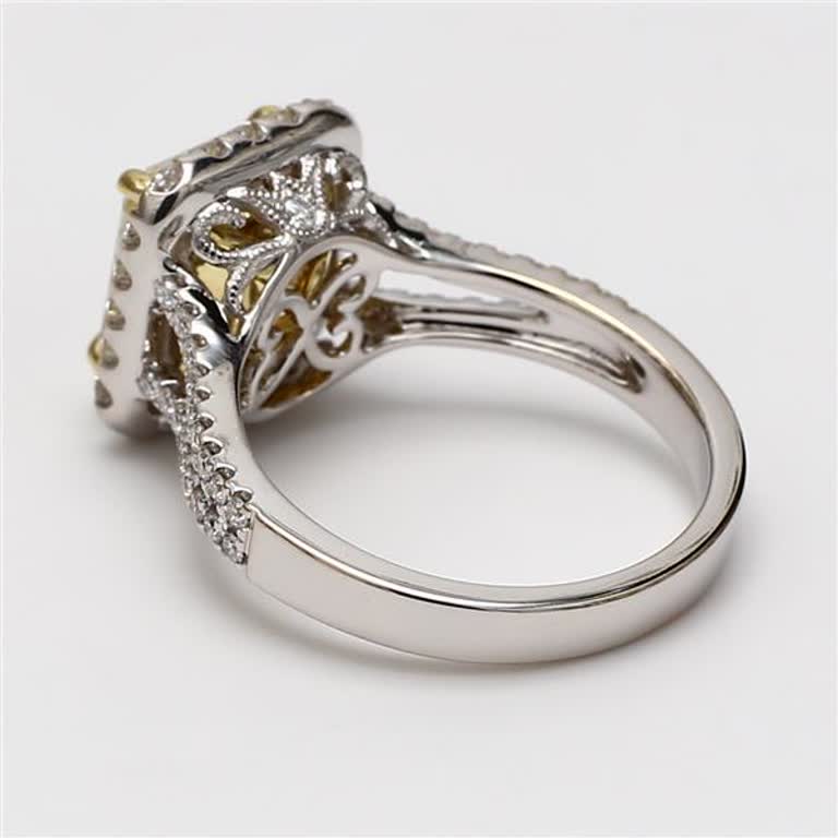GIA Certified Natural Yellow Radiant and White Diamond 4.04 Carat TW Gold Ring