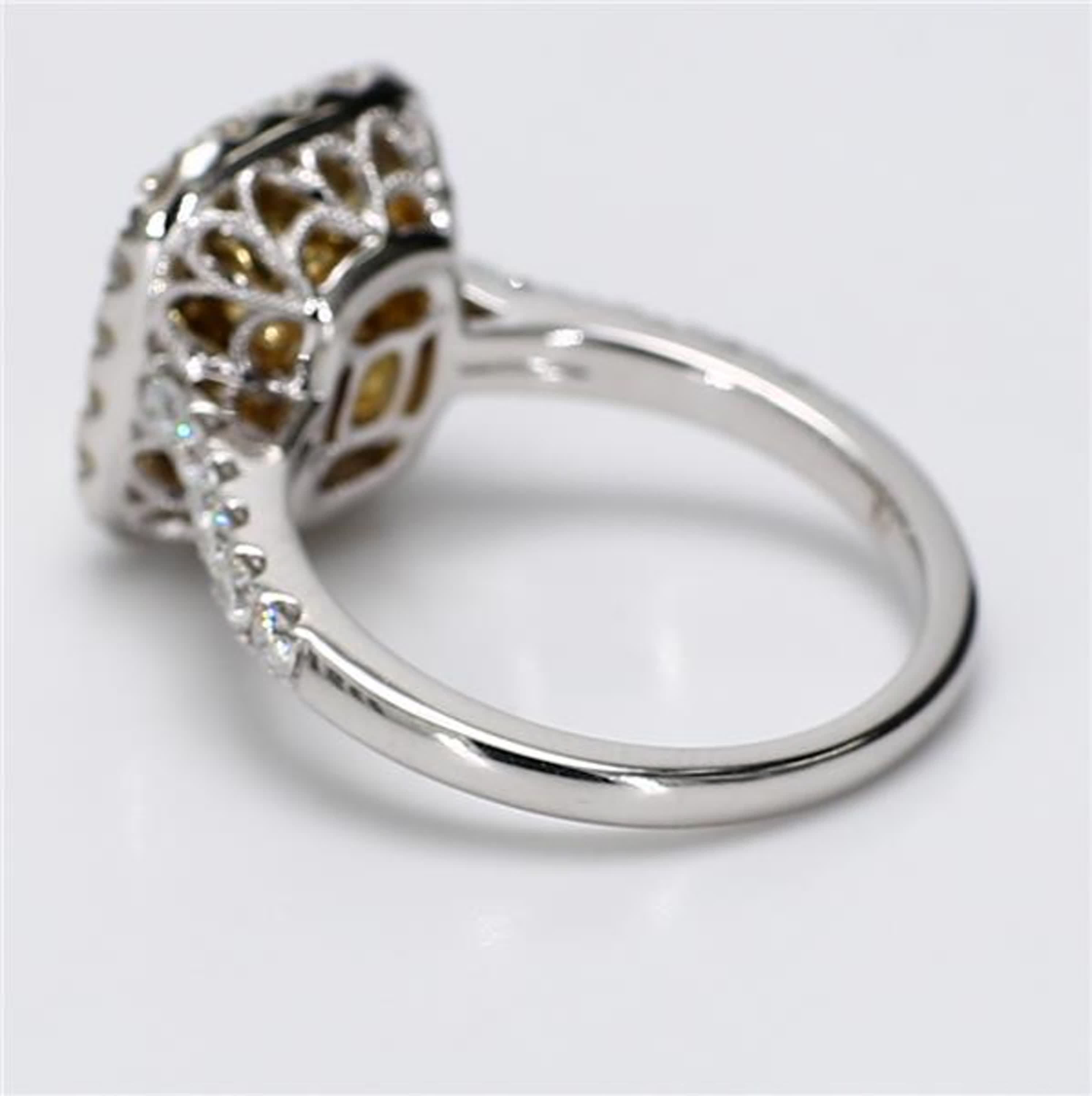 GIA Certified Natural Yellow Radiant and White Diamond 3.91 Carat TW Gold Ring