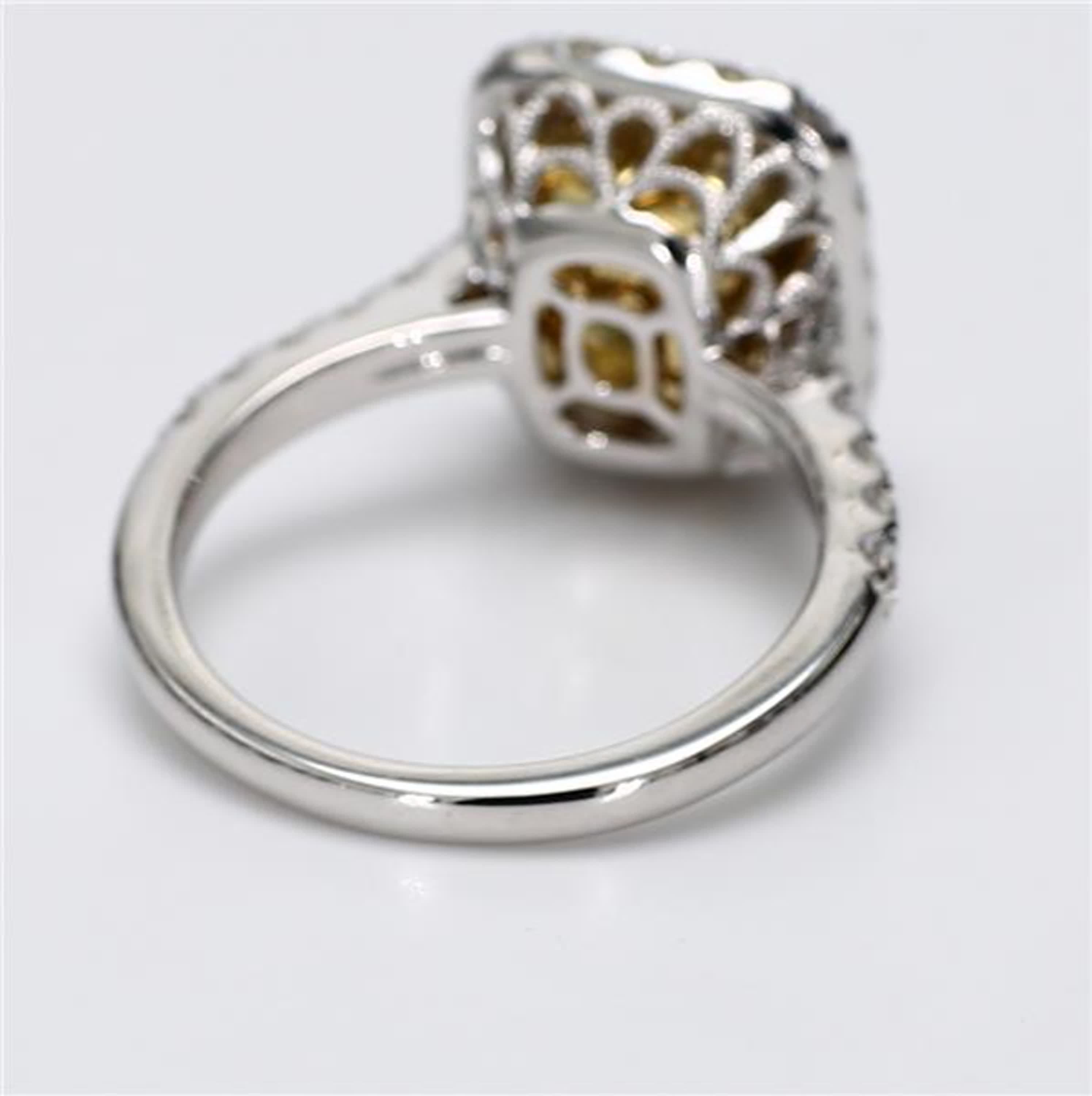 GIA Certified Natural Yellow Radiant and White Diamond 3.91 Carat TW Gold Ring