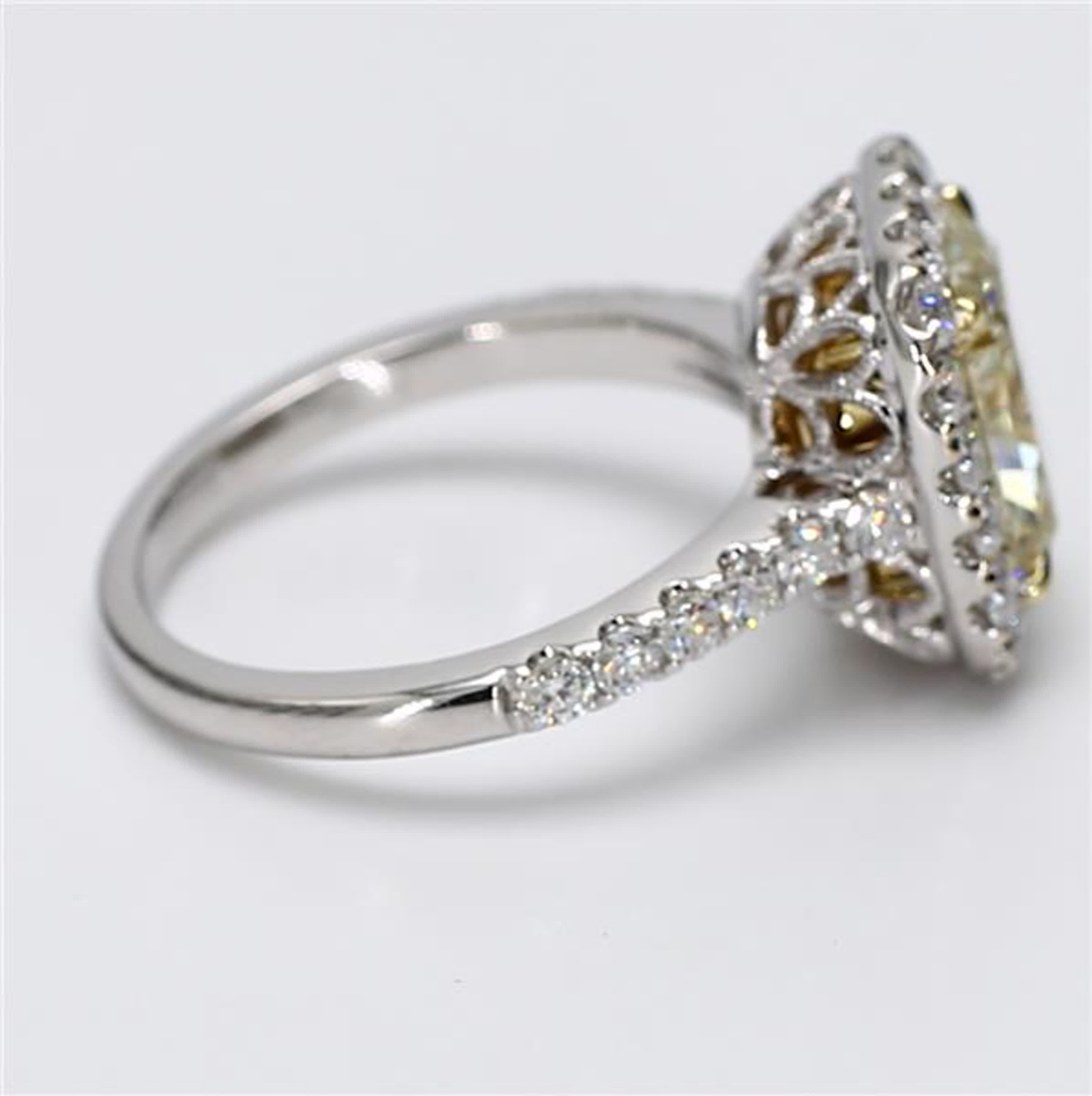 GIA Certified Natural Yellow Radiant and White Diamond 3.91 Carat TW Gold Ring