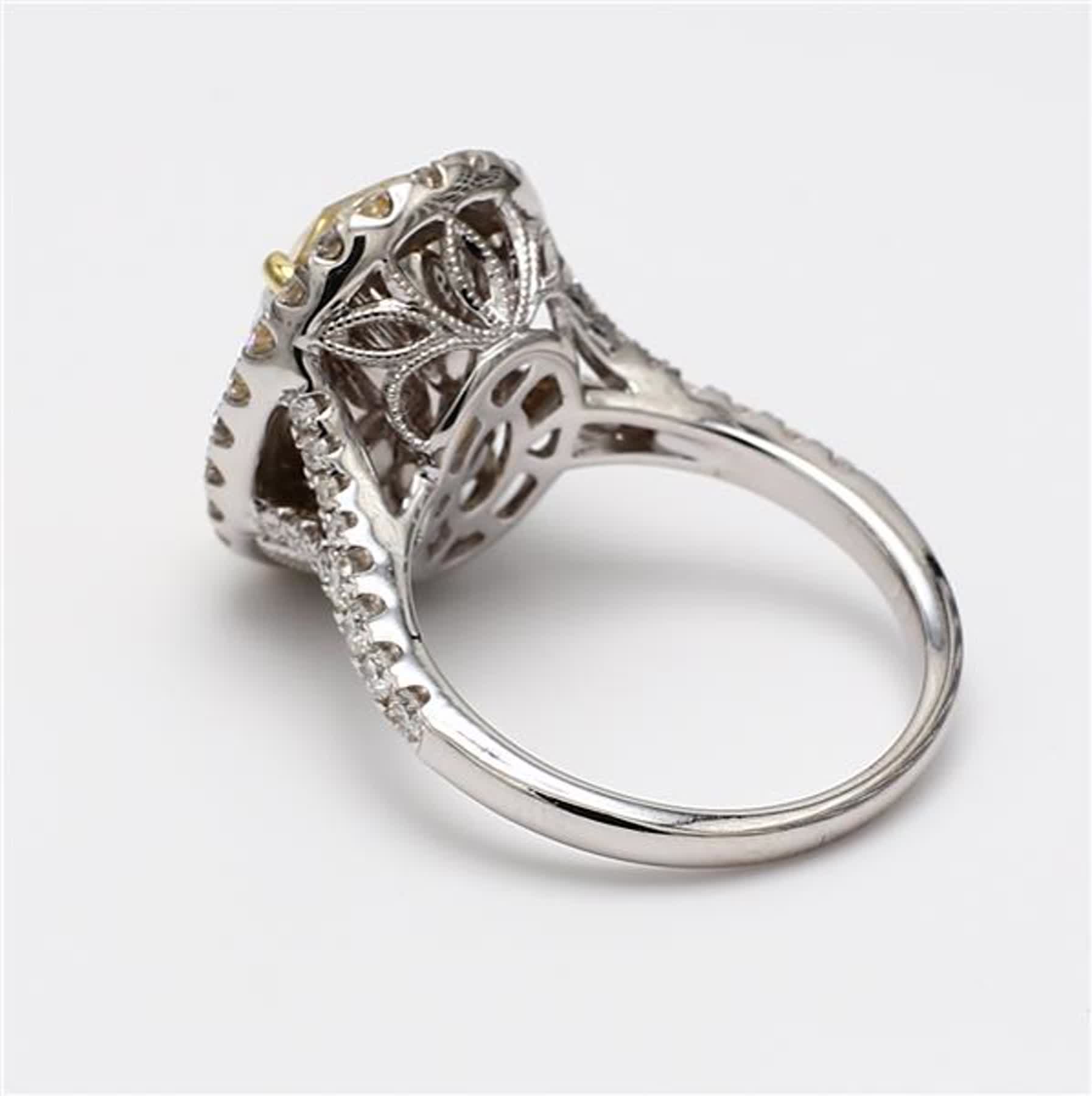 GIA Certified Natural Yellow Oval and White Diamond 6.36 Carat TW Gold Ring