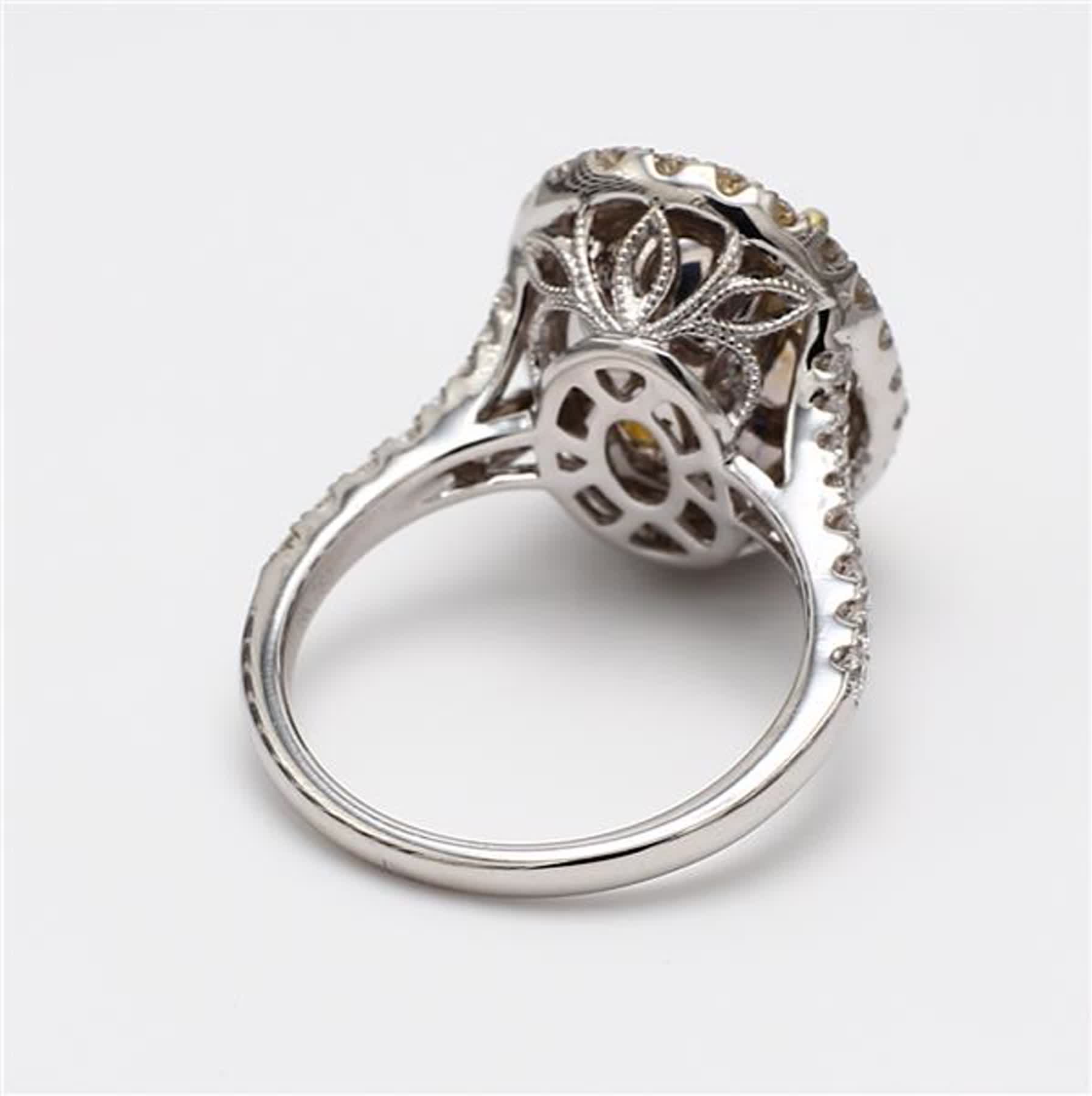 GIA Certified Natural Yellow Oval and White Diamond 6.36 Carat TW Gold Ring