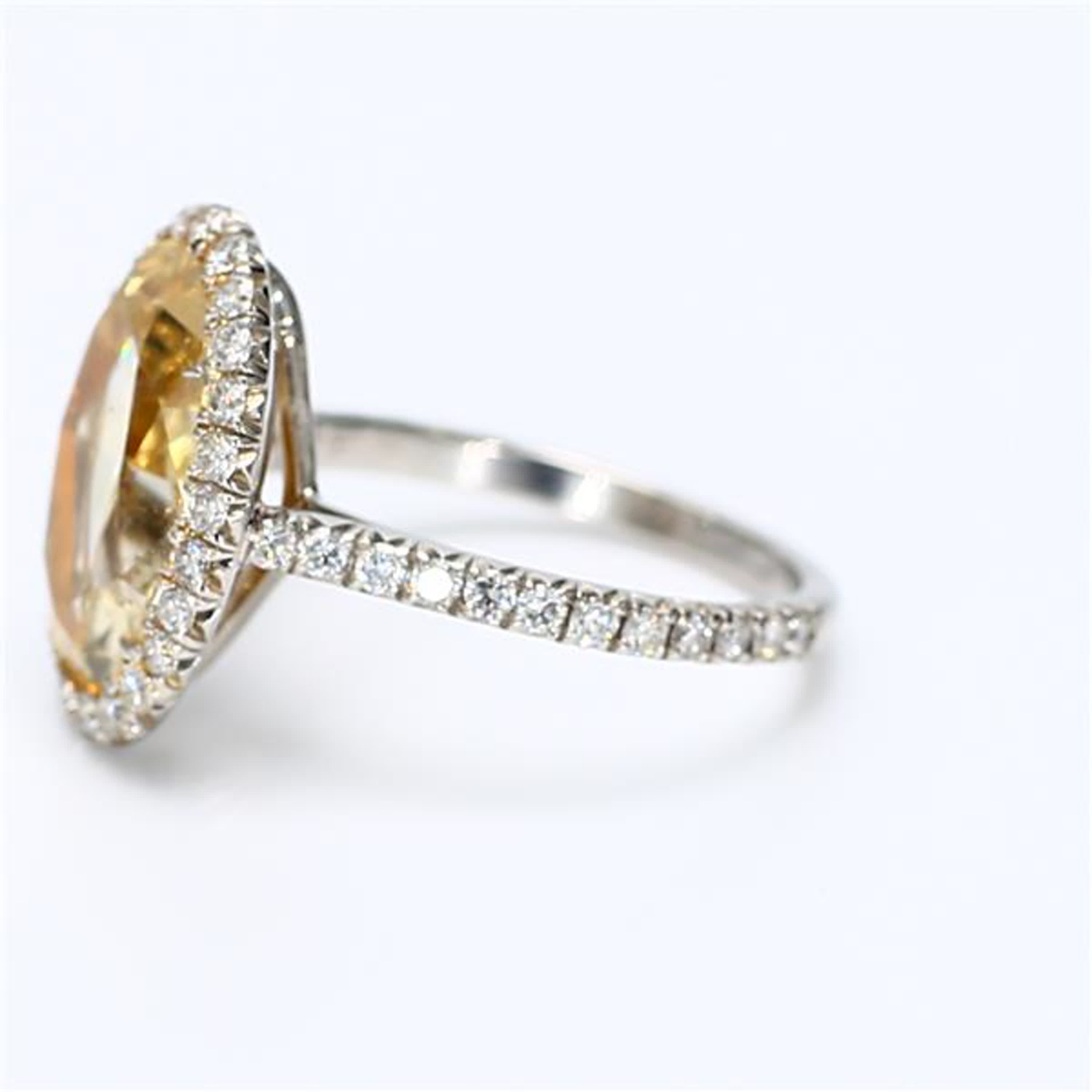 GIA Certified Natural Yellow Oval and White Diamond 5.68 Carat TW Platinum Ring
