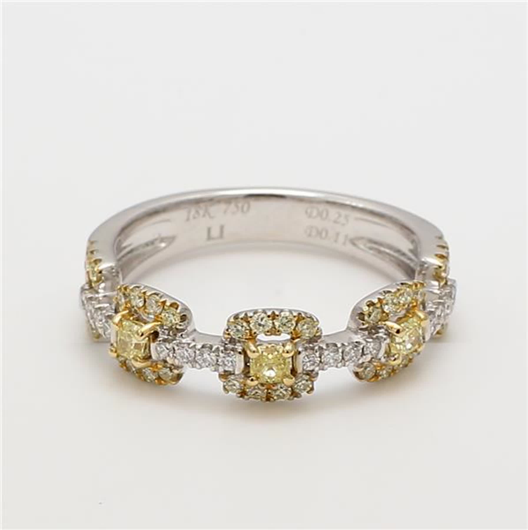 Natural Yellow Radiant and White Diamond .55 Carat TW Gold Wedding Band