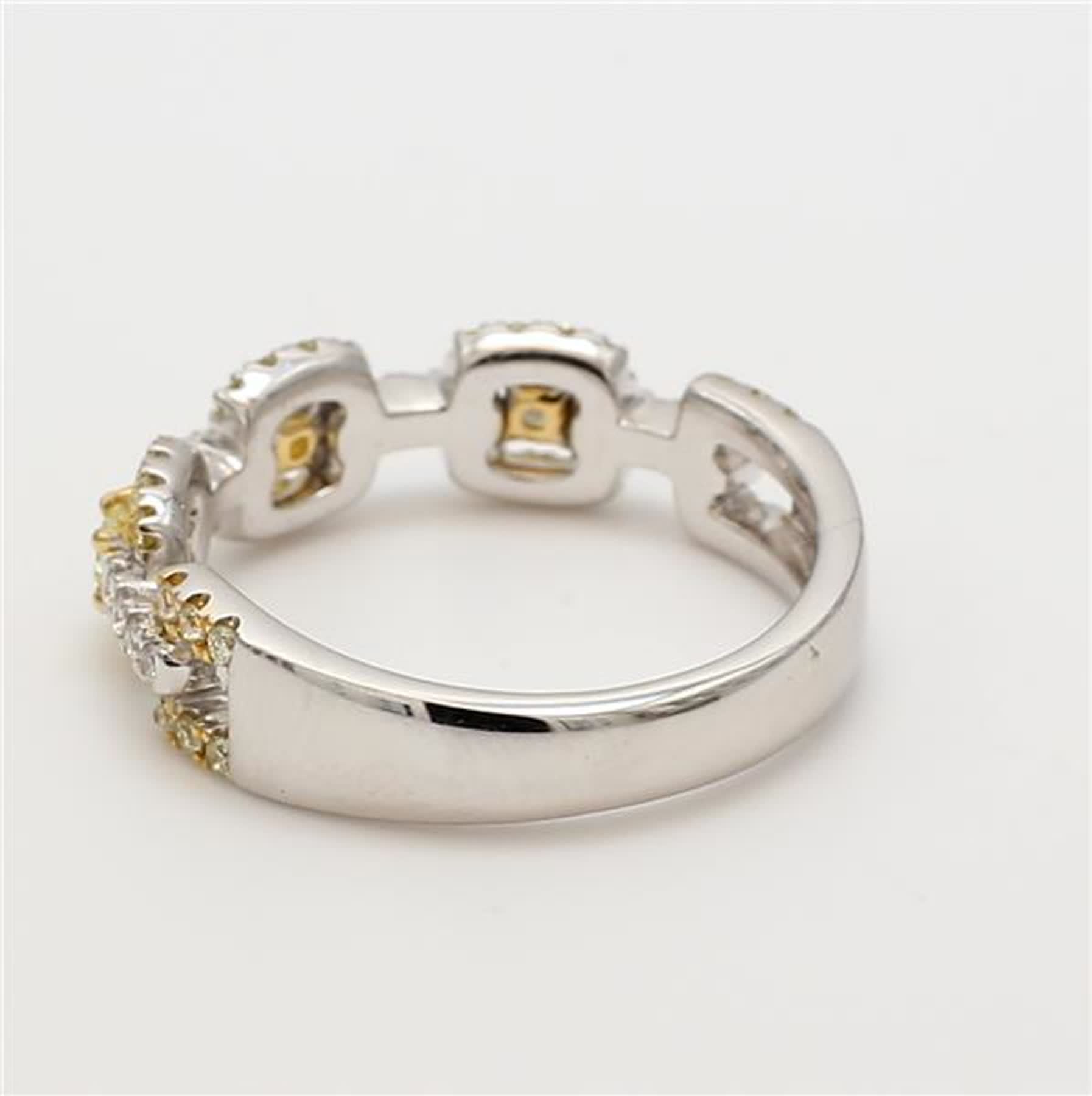 Natural Yellow Radiant and White Diamond .55 Carat TW Gold Wedding Band