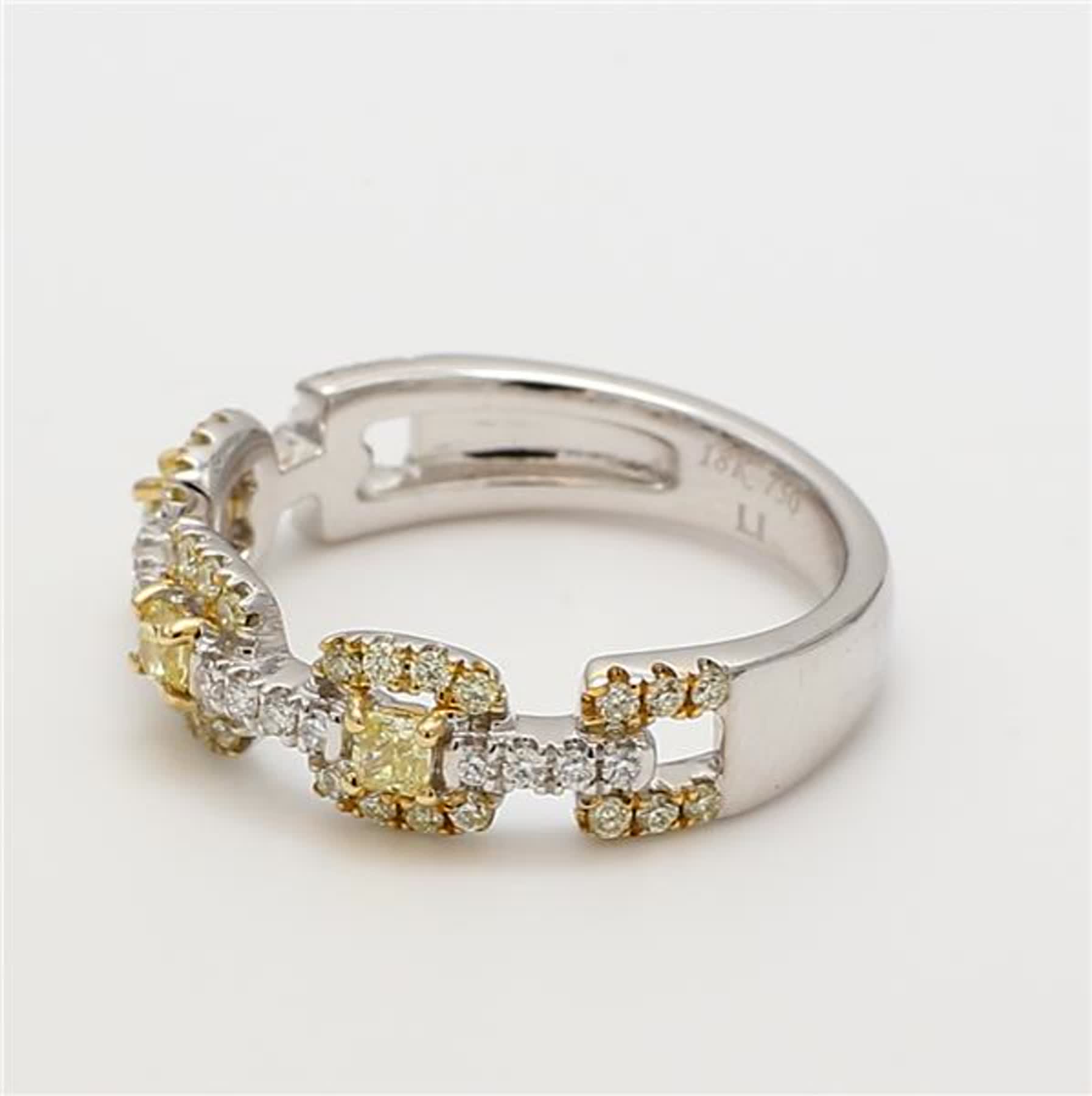 Natural Yellow Radiant and White Diamond .55 Carat TW Gold Wedding Band