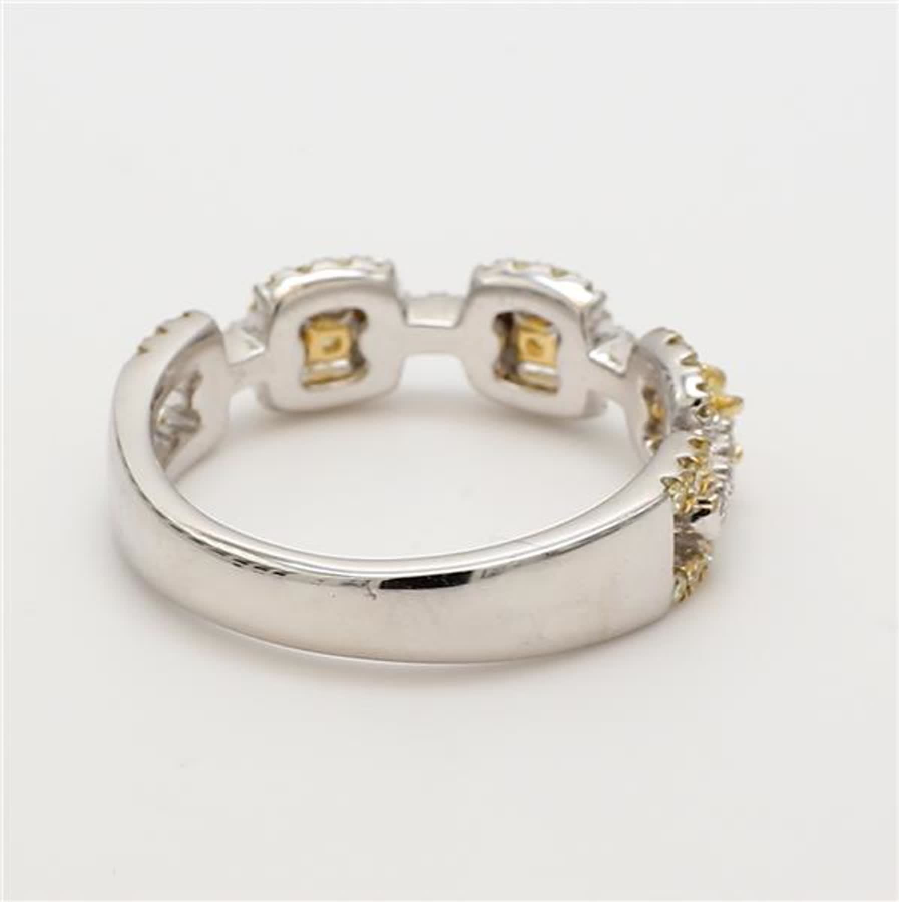 Natural Yellow Radiant and White Diamond .55 Carat TW Gold Wedding Band
