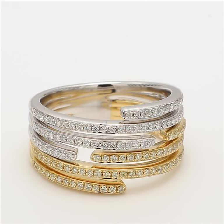 Natural Yellow Round and White Diamond .49 Carat TW Gold Wedding Band
