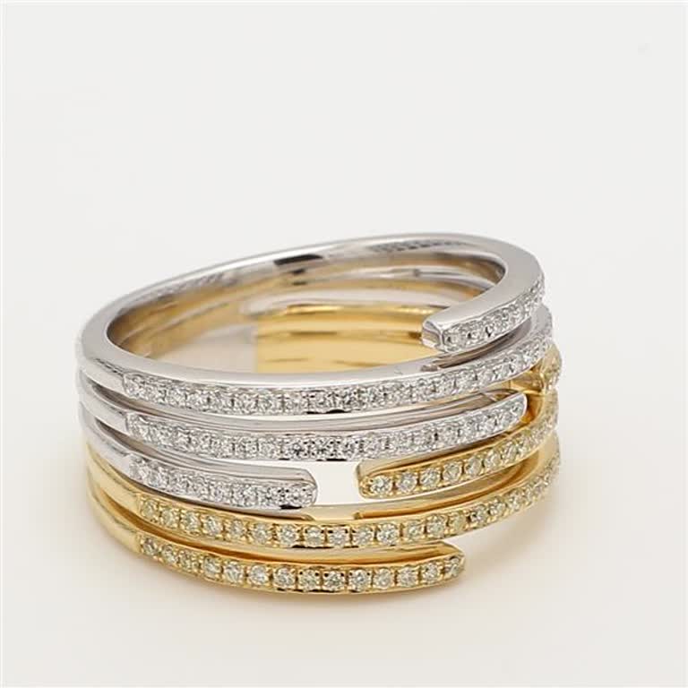 Natural Yellow Round and White Diamond .49 Carat TW Gold Wedding Band