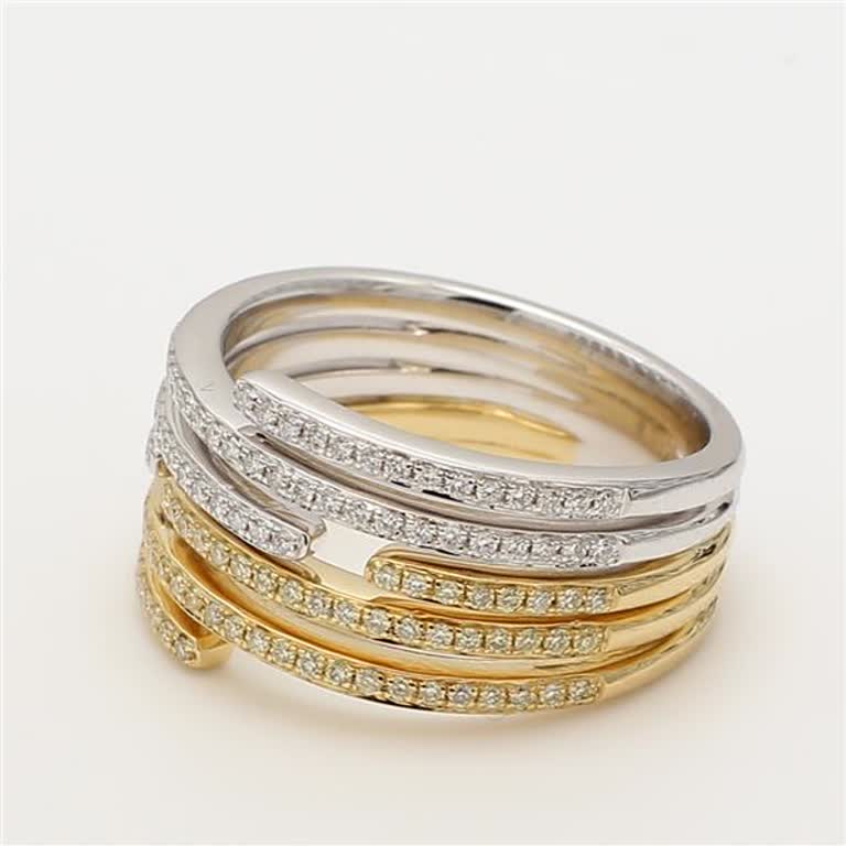 Natural Yellow Round and White Diamond .49 Carat TW Gold Wedding Band