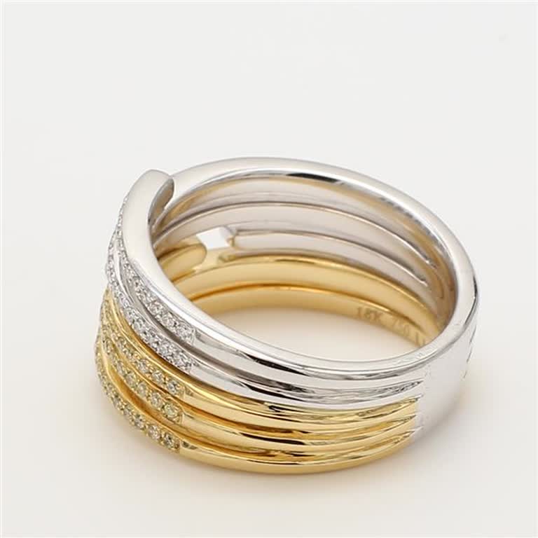 Natural Yellow Round and White Diamond .49 Carat TW Gold Wedding Band