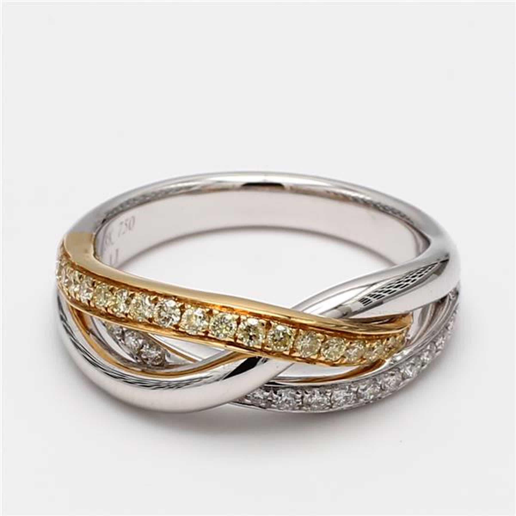 Natural Yellow Round and White Diamond .37 Carat TW Gold Wedding Band
