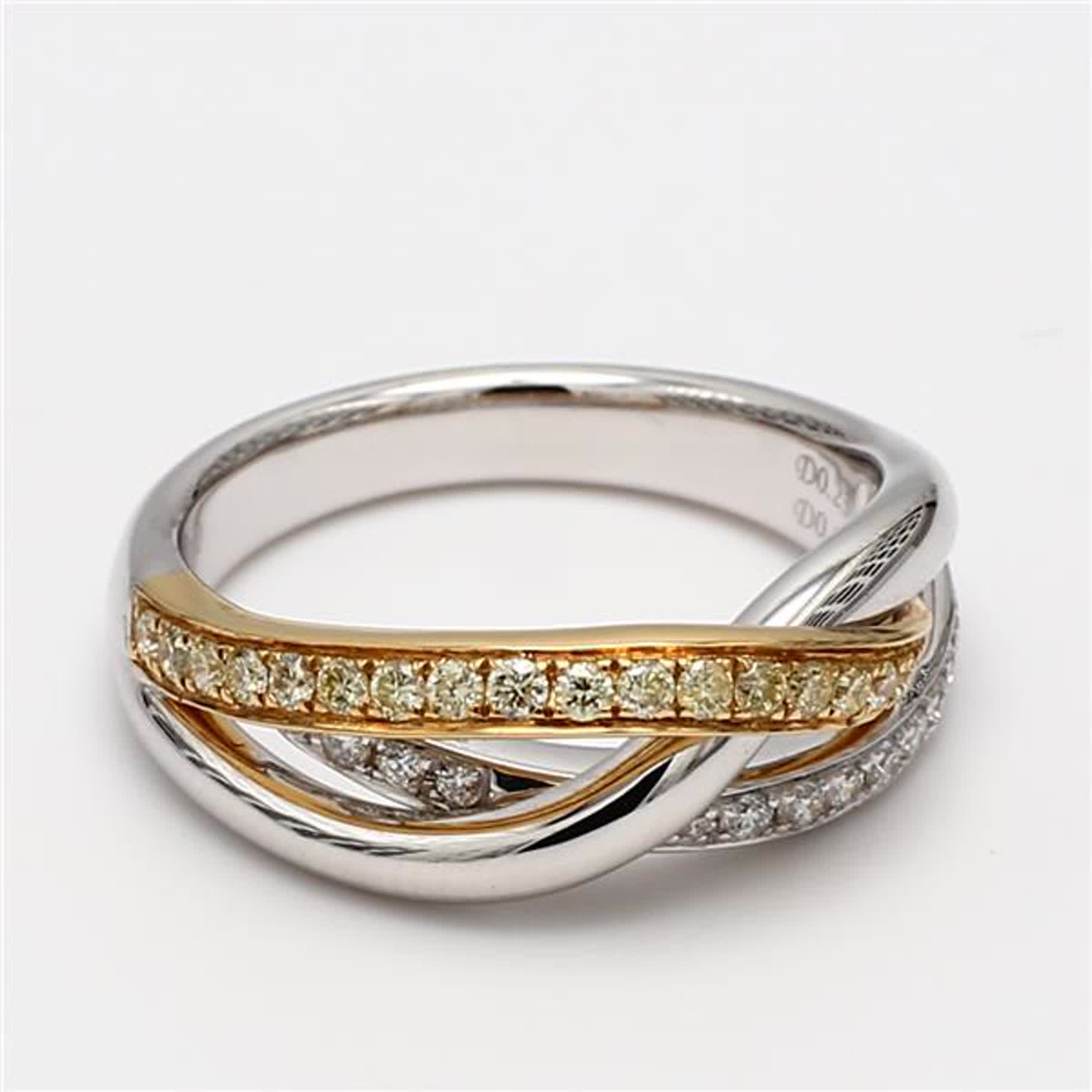 Natural Yellow Round and White Diamond .37 Carat TW Gold Wedding Band