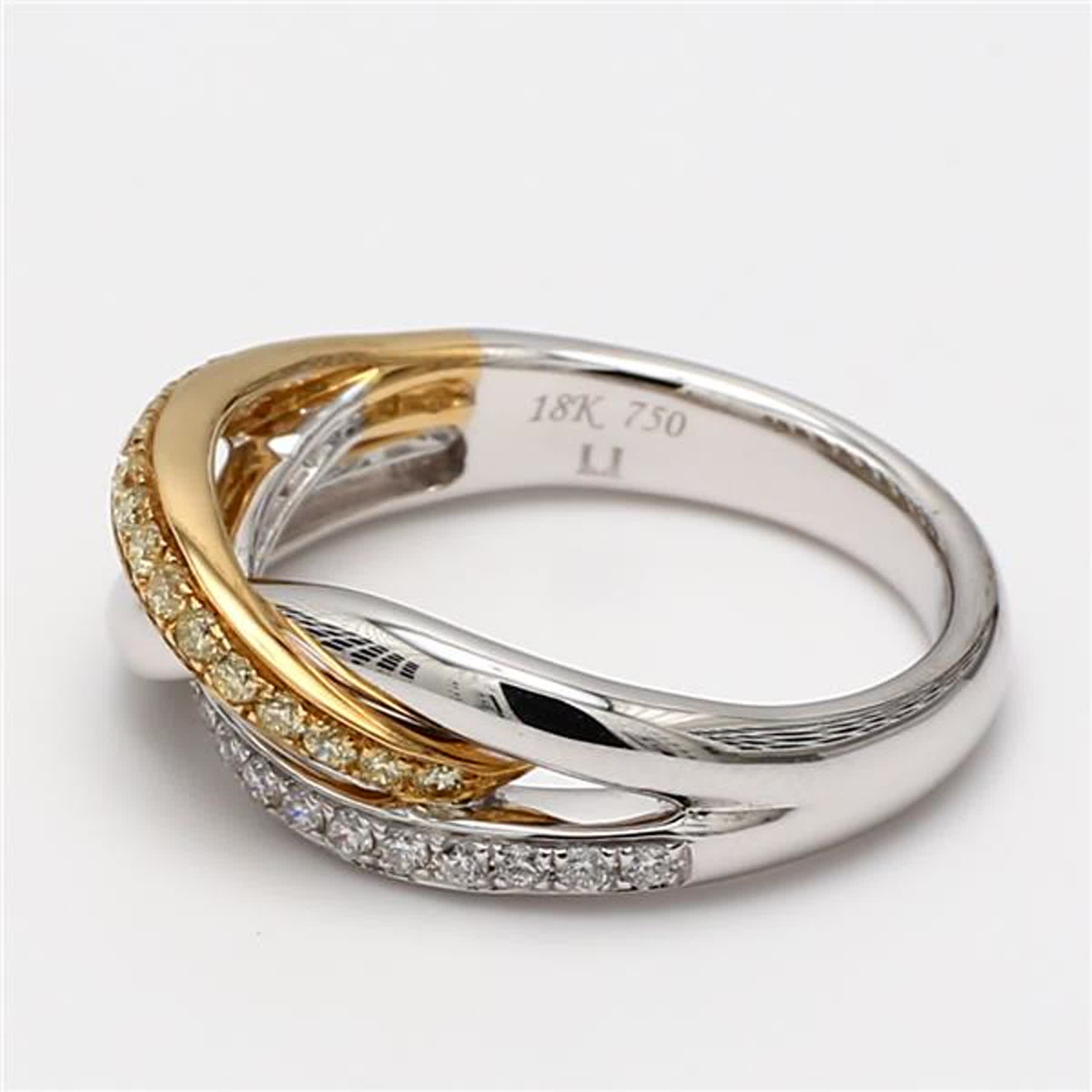 Natural Yellow Round and White Diamond .37 Carat TW Gold Wedding Band