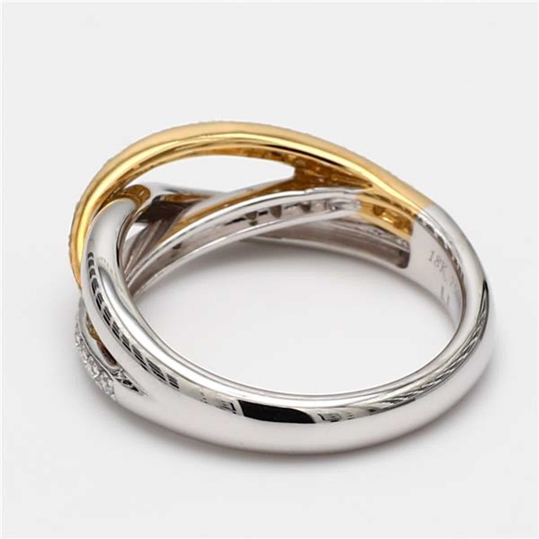 Natural Yellow Round and White Diamond .37 Carat TW Gold Wedding Band