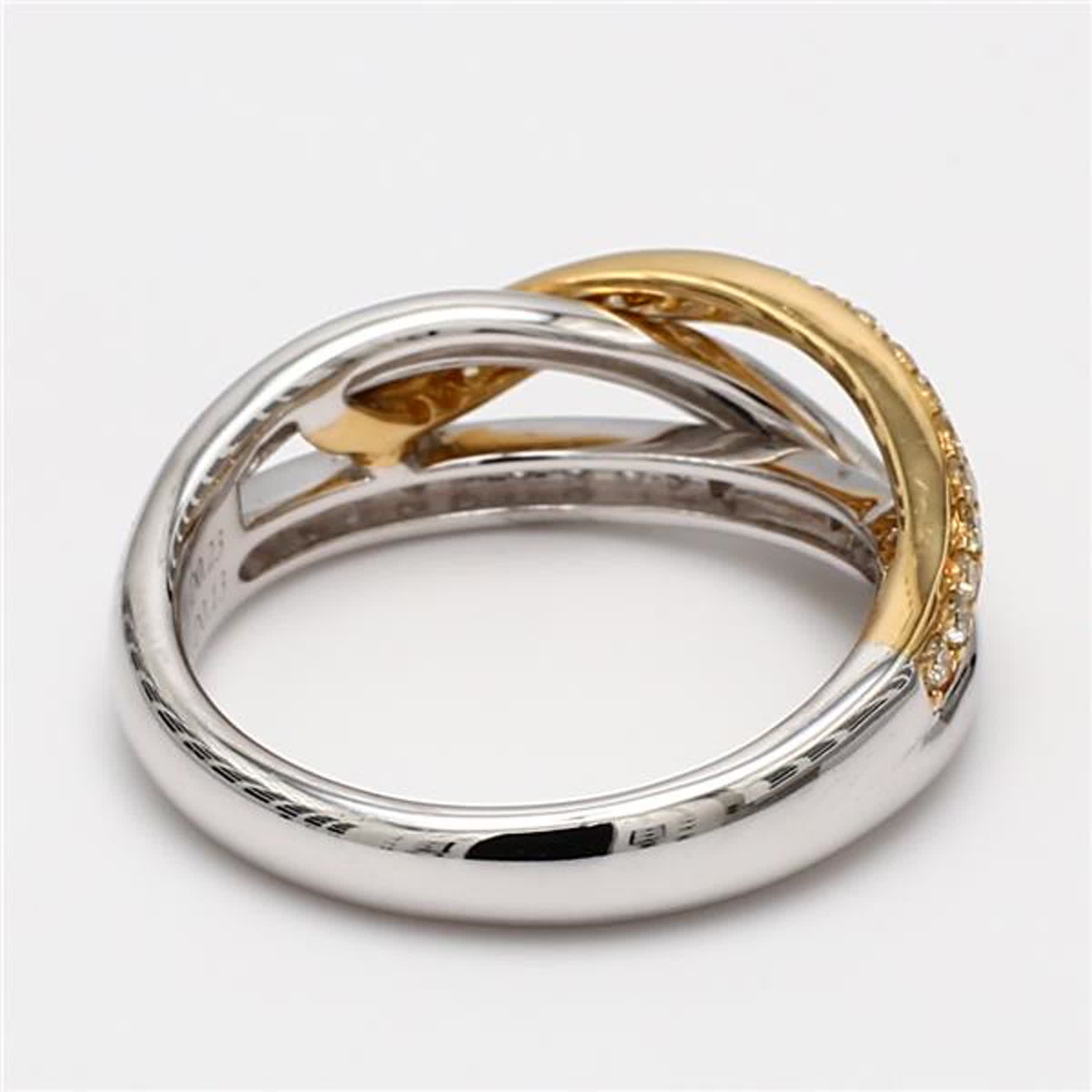 Natural Yellow Round and White Diamond .37 Carat TW Gold Wedding Band