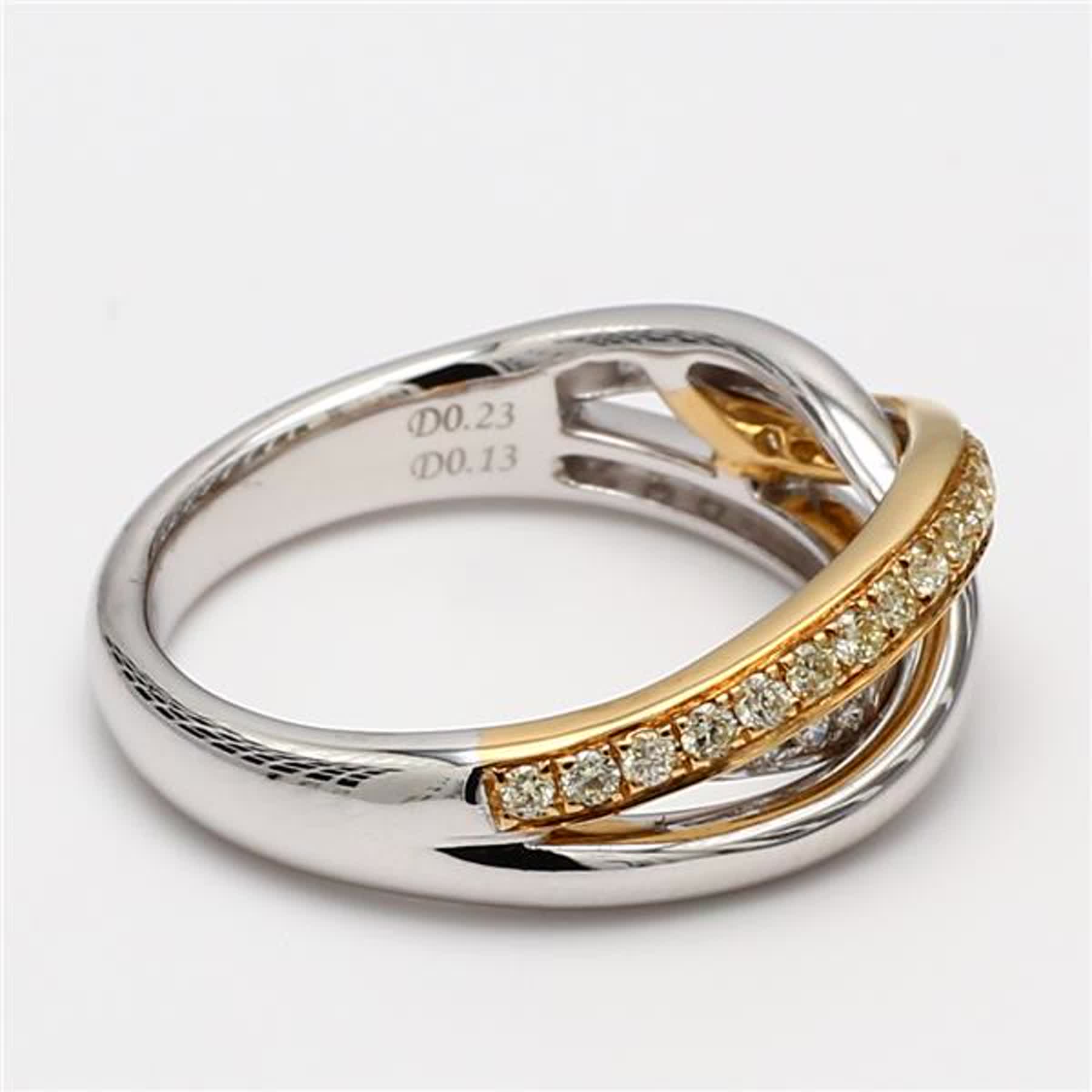 Natural Yellow Round and White Diamond .37 Carat TW Gold Wedding Band