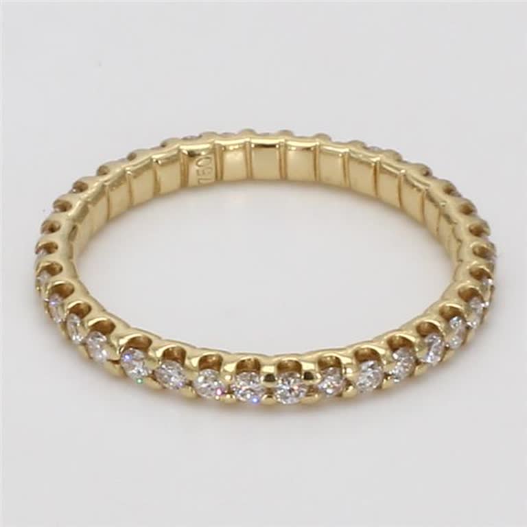 Natural White Round Diamond .55 Carat TW Yellow Gold Eternity Band