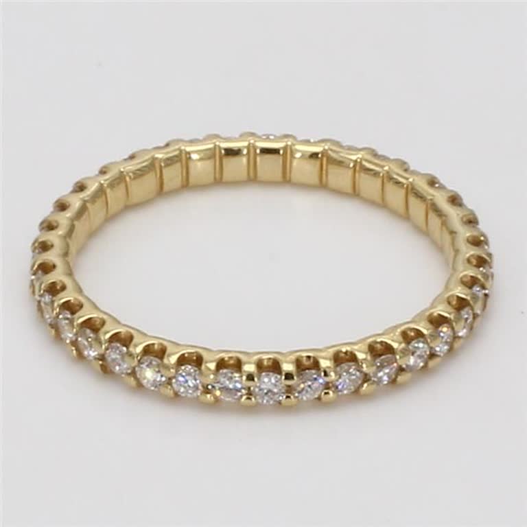 Natural White Round Diamond .55 Carat TW Yellow Gold Eternity Band