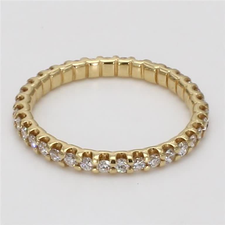 Natural White Round Diamond .55 Carat TW Yellow Gold Eternity Band