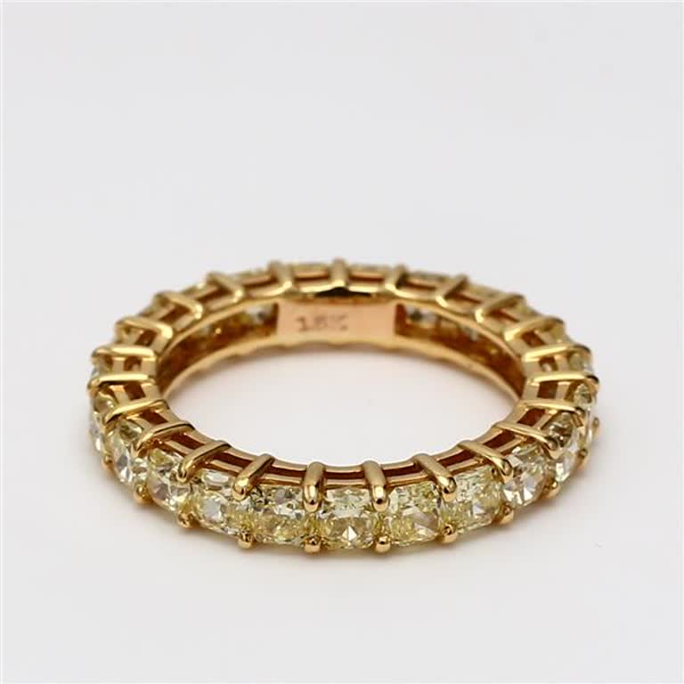 Natural Yellow Radiant Diamond 2.88 Carat TW Yellow Gold Eternity Band