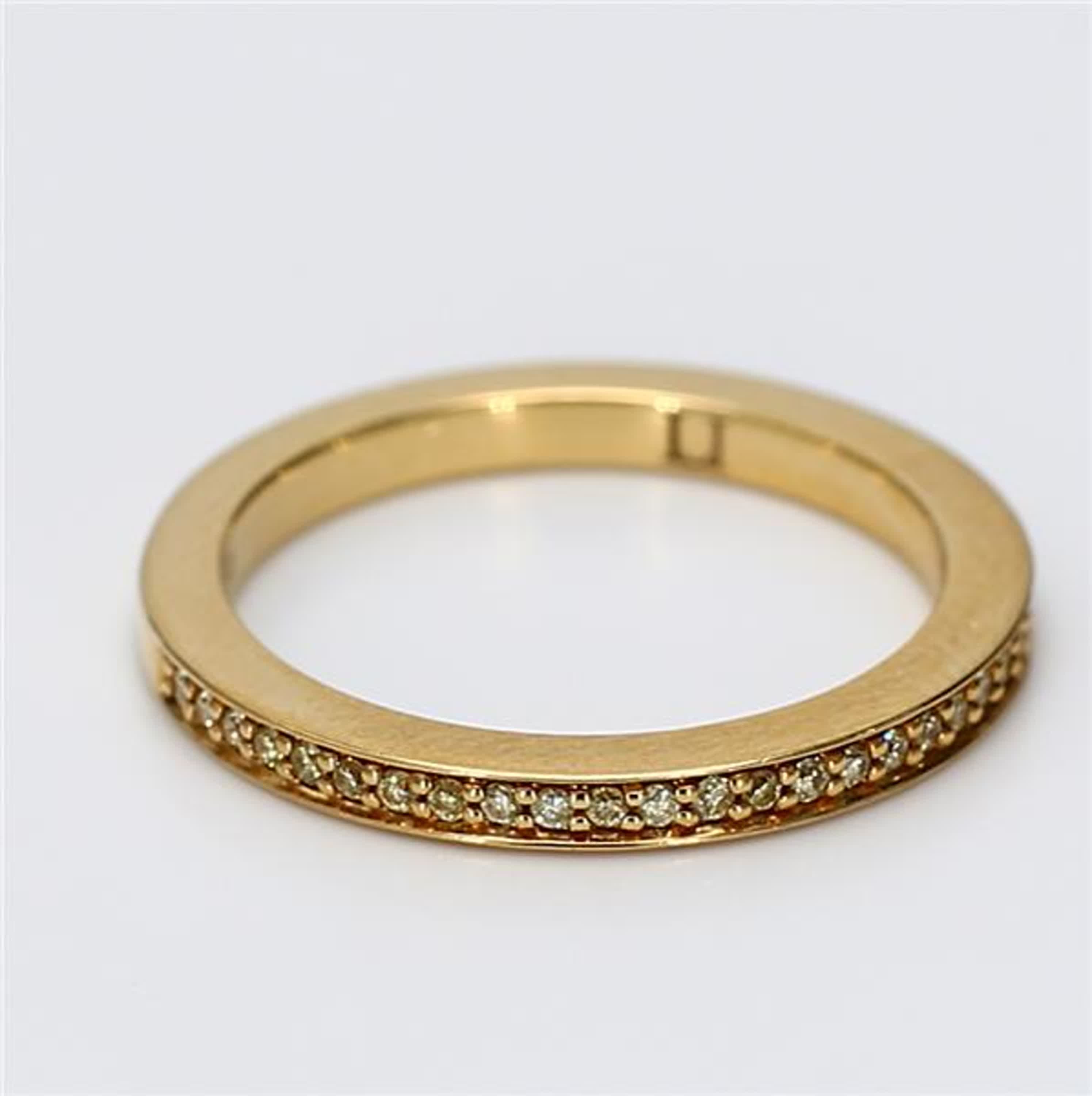 Natural Yellow Round Diamond .16 Carat TW Yellow Gold Wedding Band