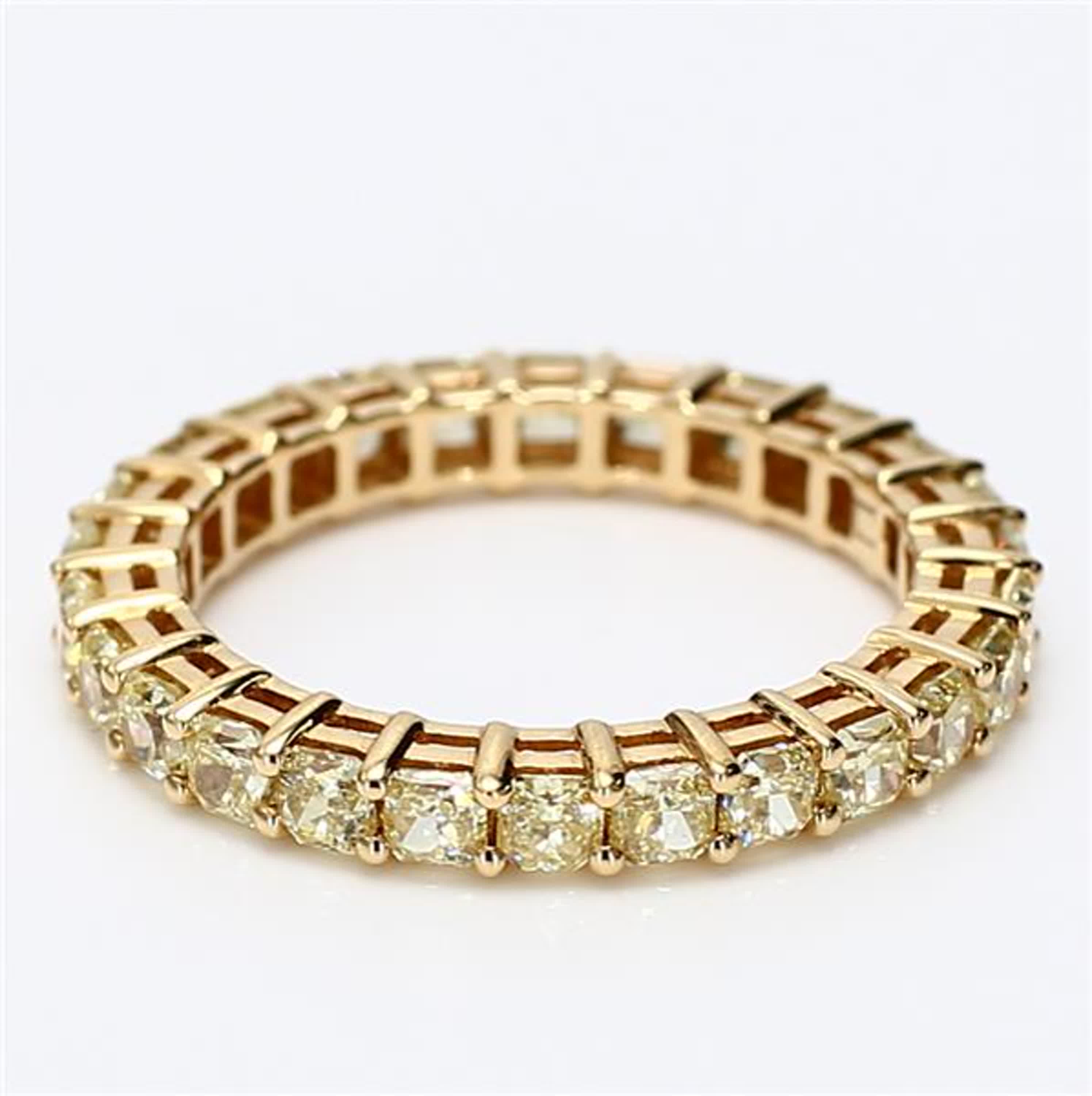 Natural Yellow Radiant Diamond 2.12 Carat TW Yellow Gold Eternity Band