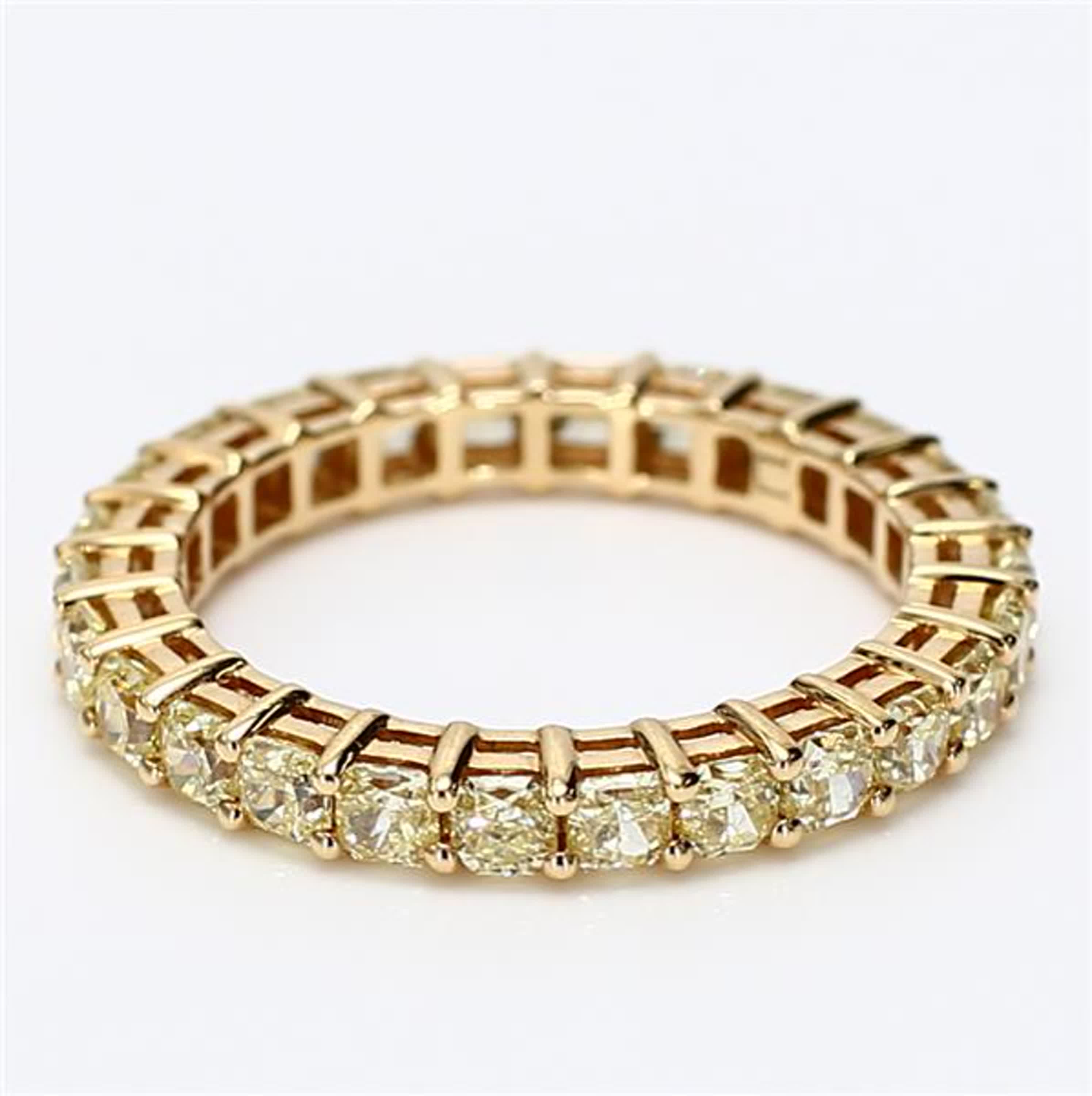 Natural Yellow Radiant Diamond 2.12 Carat TW Yellow Gold Eternity Band