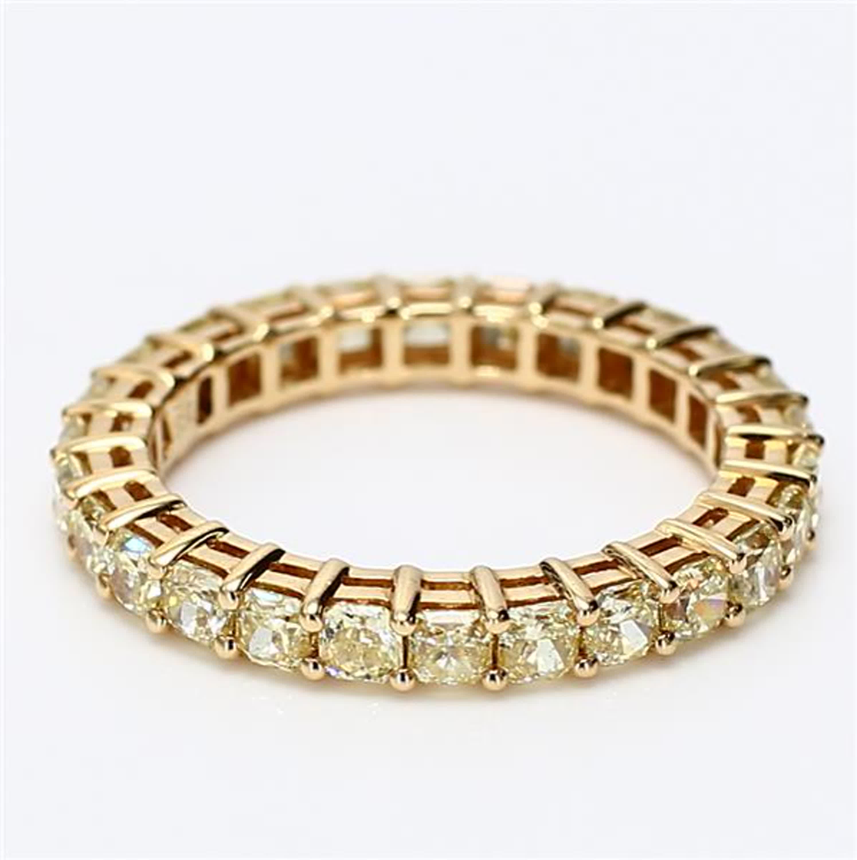 Natural Yellow Radiant Diamond 2.12 Carat TW Yellow Gold Eternity Band