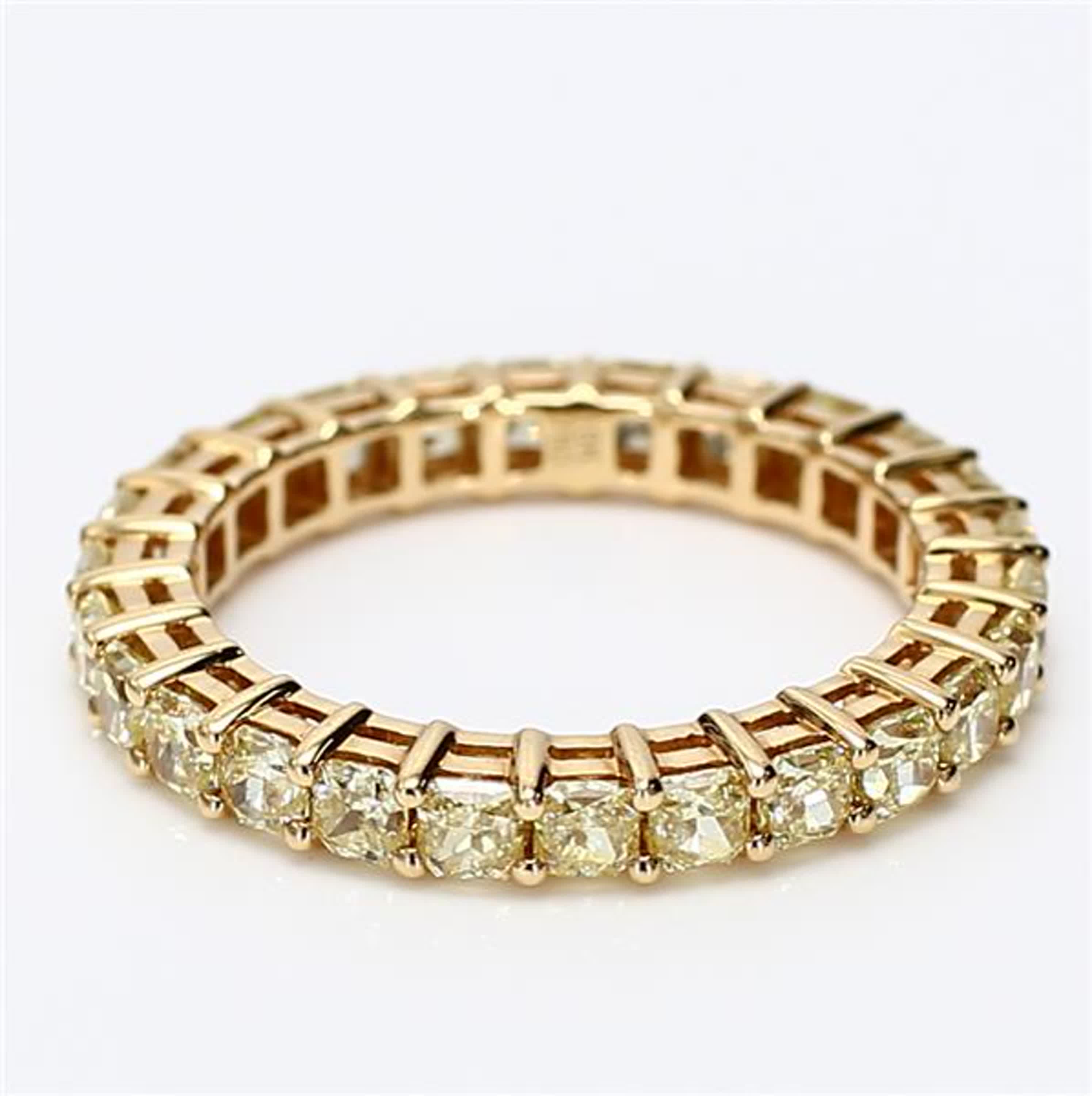 Natural Yellow Radiant Diamond 2.12 Carat TW Yellow Gold Eternity Band