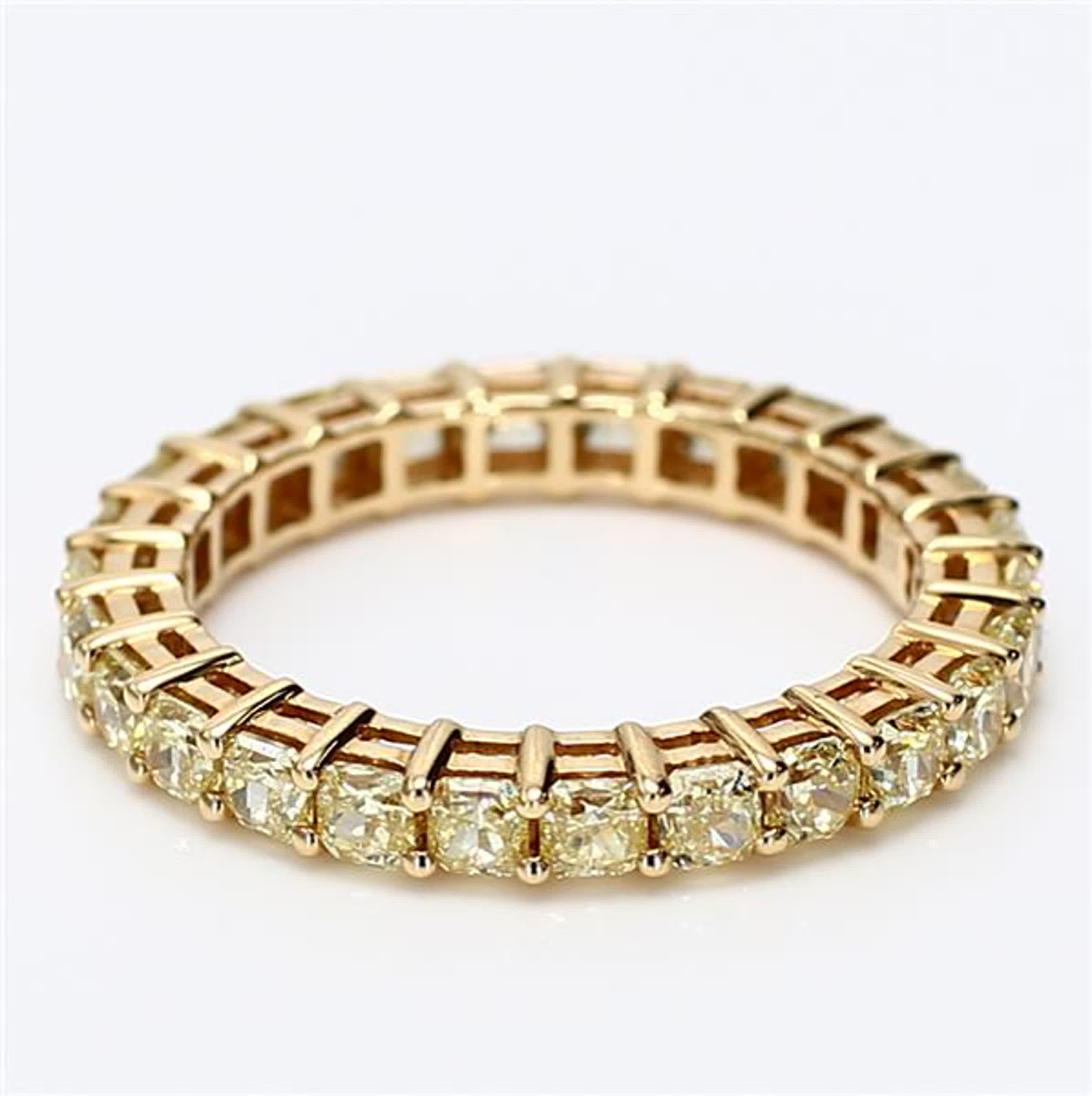 Natural Yellow Radiant Diamond 2.12 Carat TW Yellow Gold Eternity Band