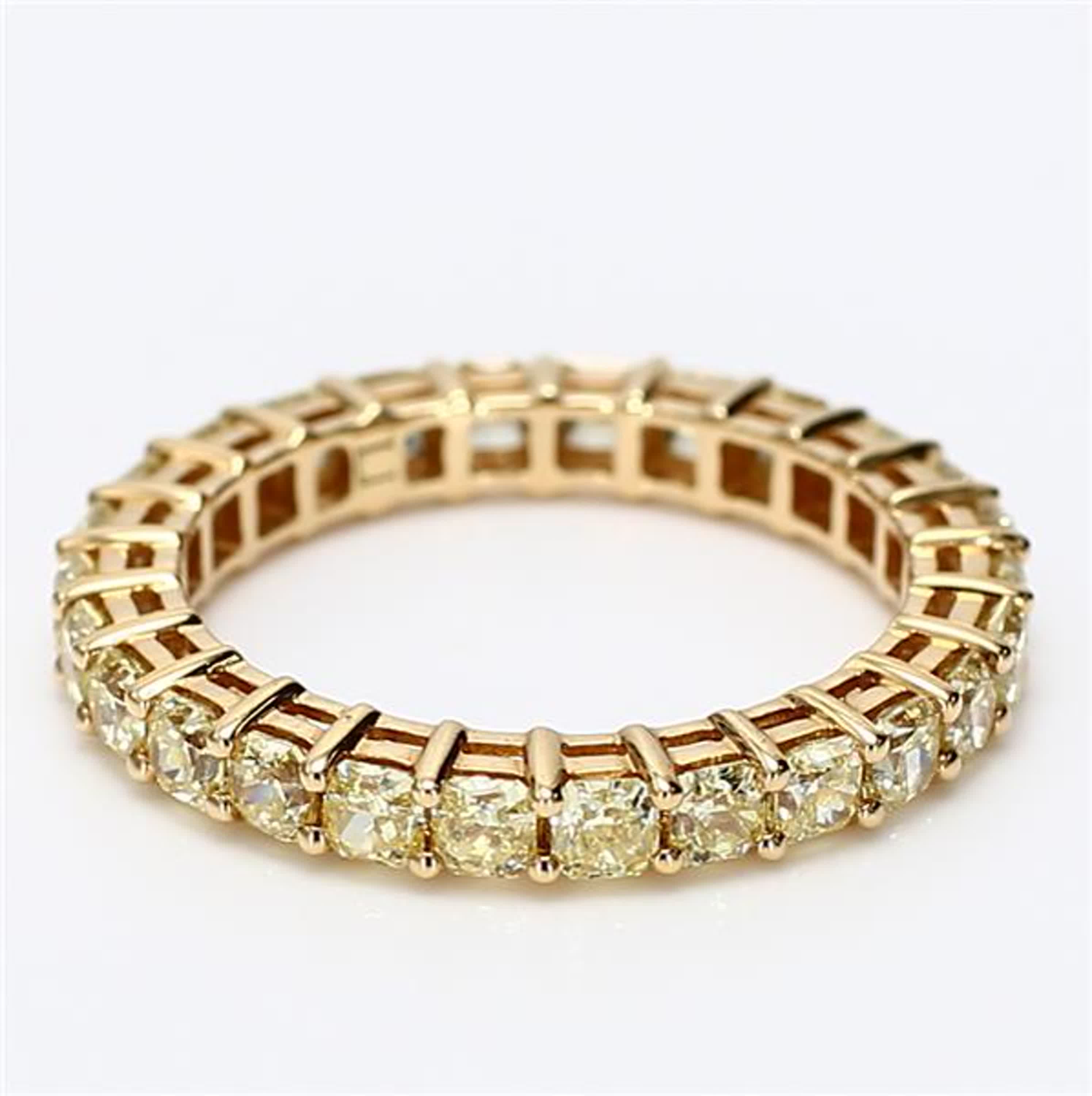 Natural Yellow Radiant Diamond 2.12 Carat TW Yellow Gold Eternity Band