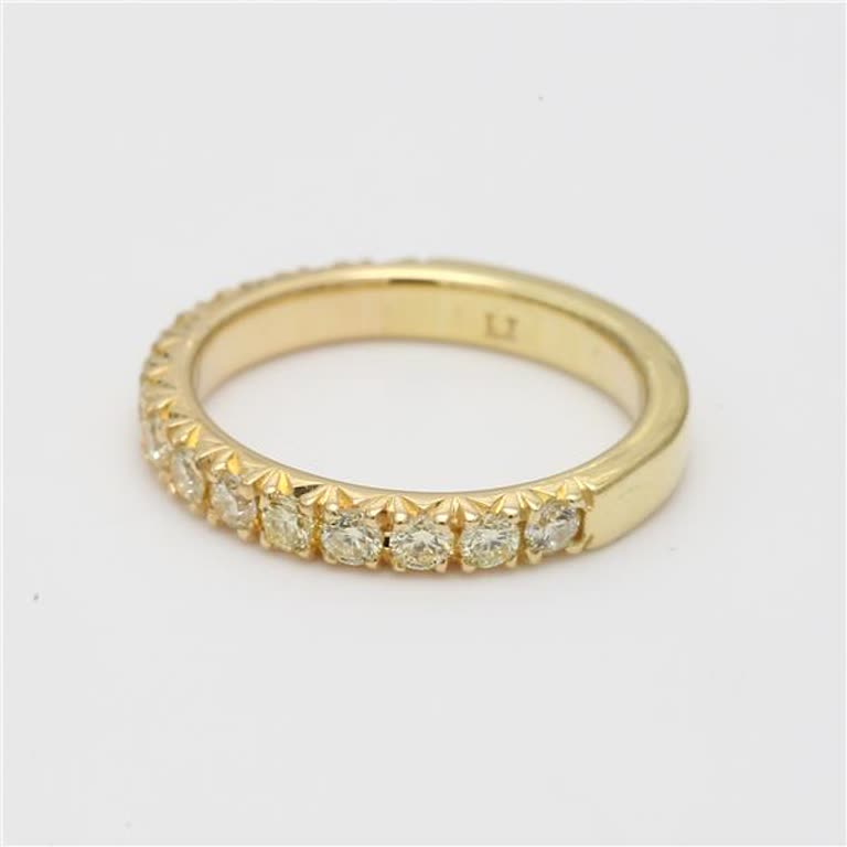 Natural Yellow Round Diamond .57 Carat TW Yellow Gold Wedding Band