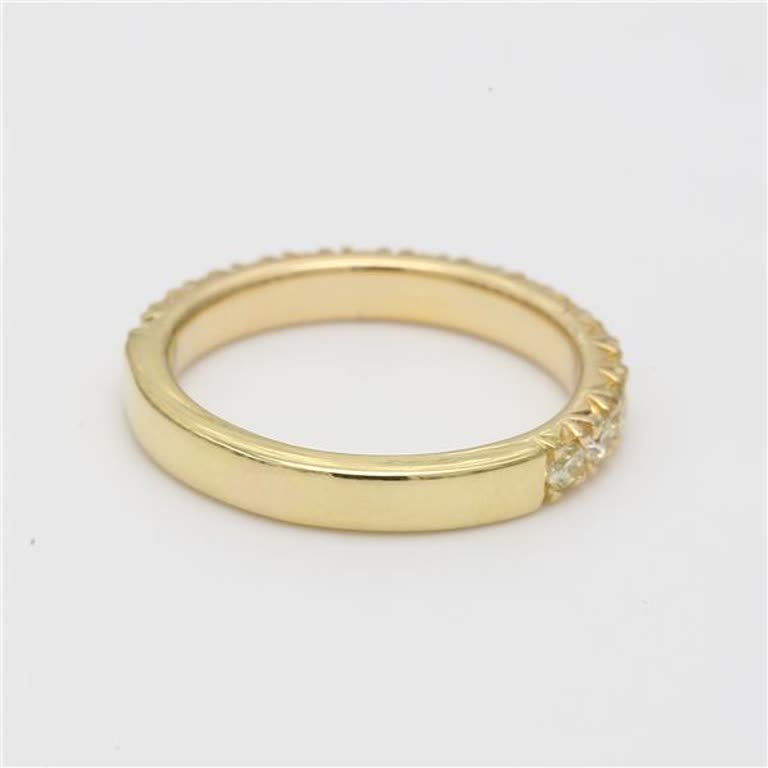 Natural Yellow Round Diamond .57 Carat TW Yellow Gold Wedding Band
