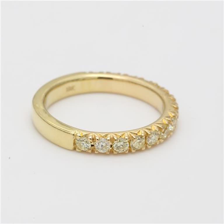 Natural Yellow Round Diamond .57 Carat TW Yellow Gold Wedding Band