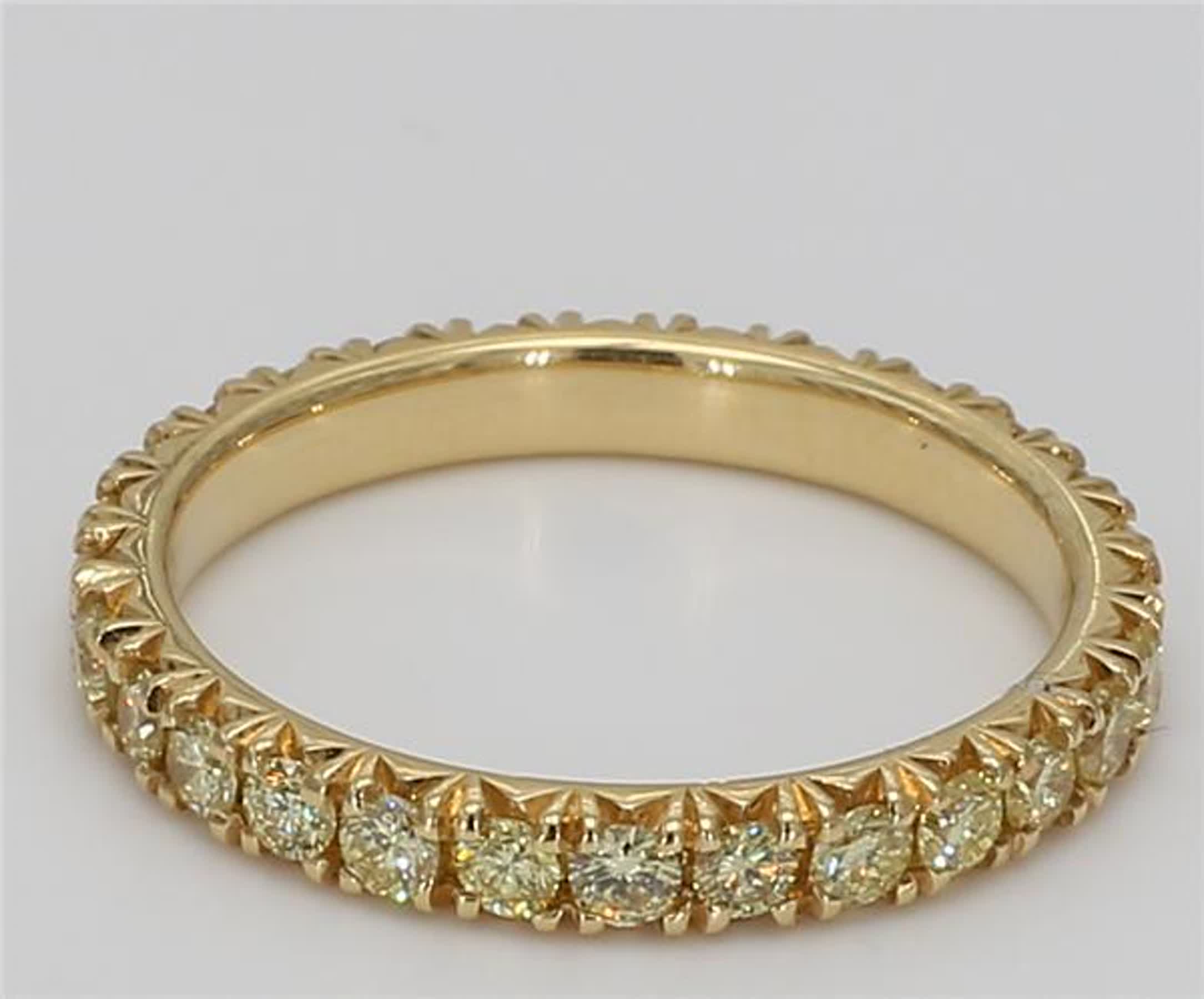 Natural Yellow Round Diamond 1.06 Carat TW Yellow Gold Eternity Band