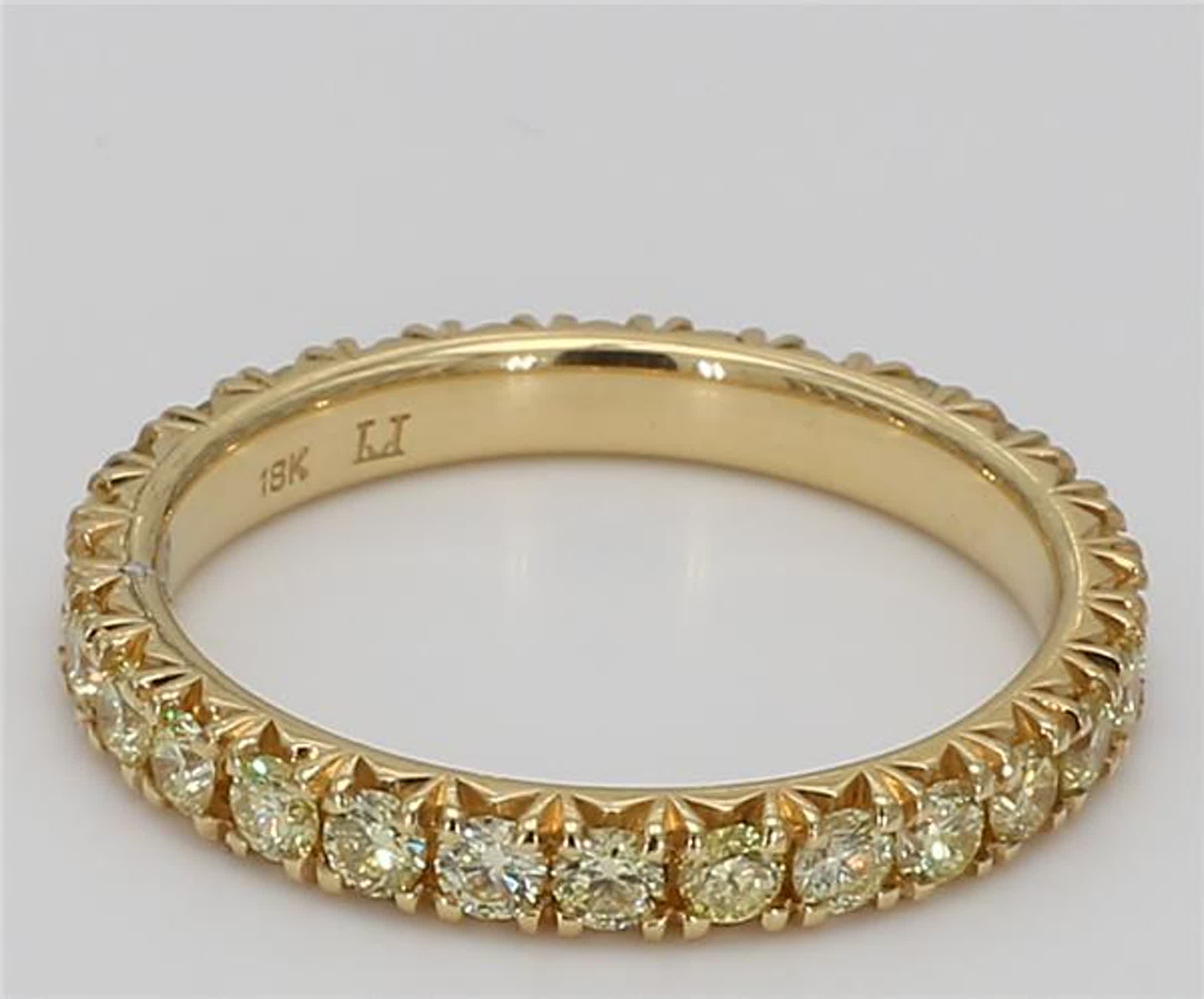 Natural Yellow Round Diamond 1.06 Carat TW Yellow Gold Eternity Band