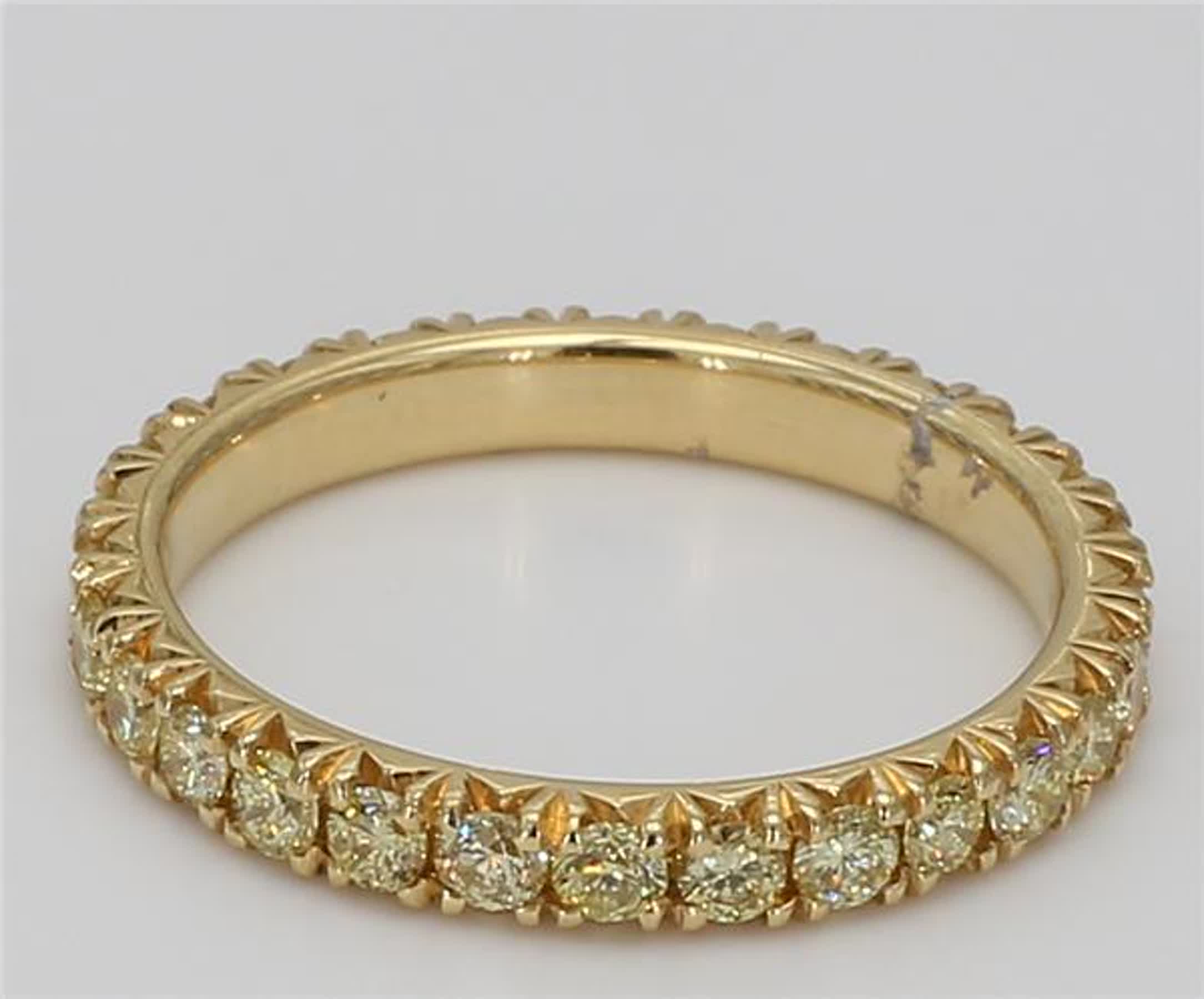 Natural Yellow Round Diamond 1.06 Carat TW Yellow Gold Eternity Band