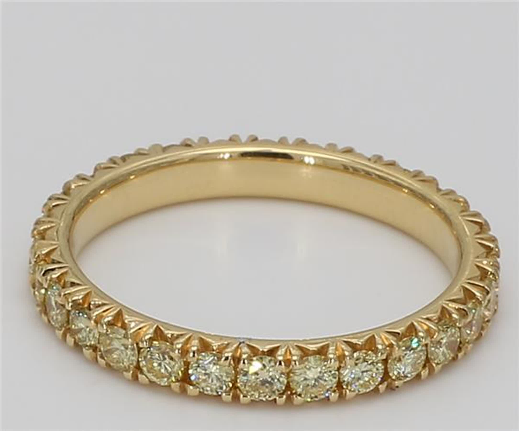 Natural Yellow Round Diamond 1.06 Carat TW Yellow Gold Eternity Band