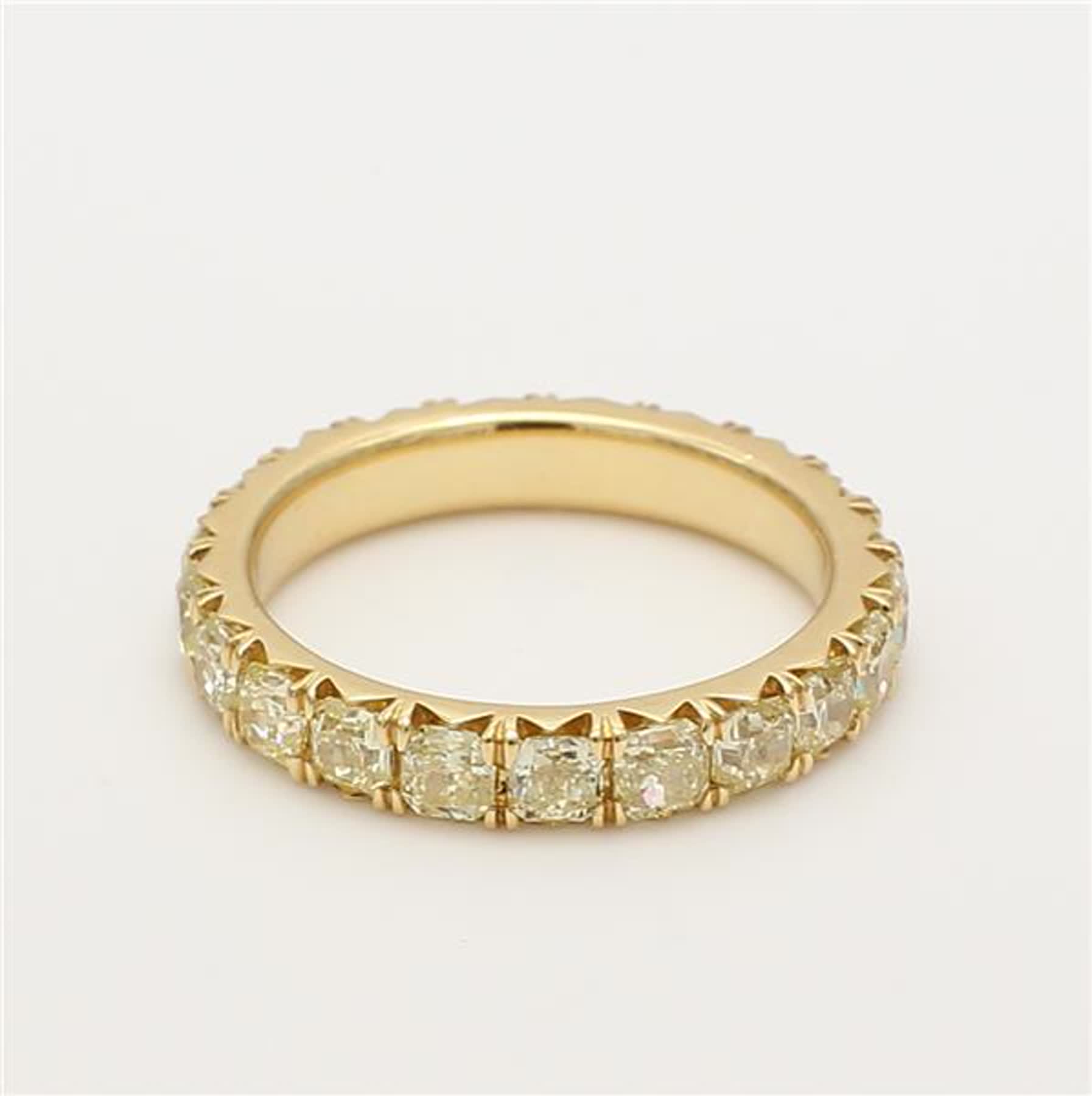 Natural Yellow Radiant Diamond 1.87 Carat TW Yellow Gold Eternity Band