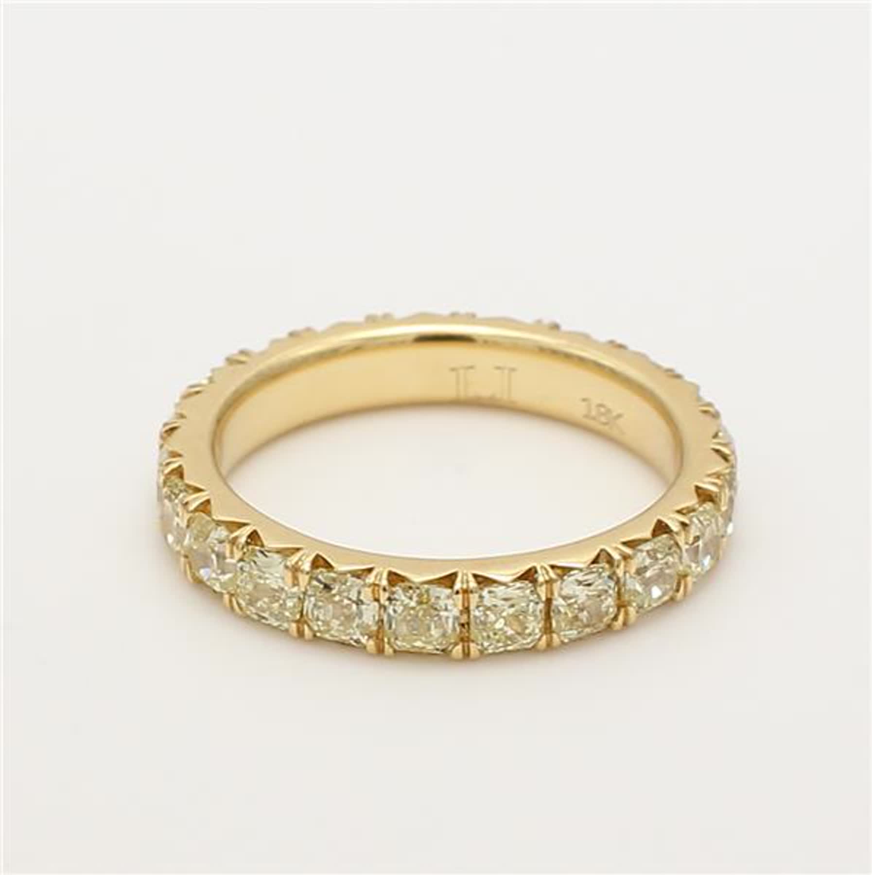 Natural Yellow Radiant Diamond 1.87 Carat TW Yellow Gold Eternity Band