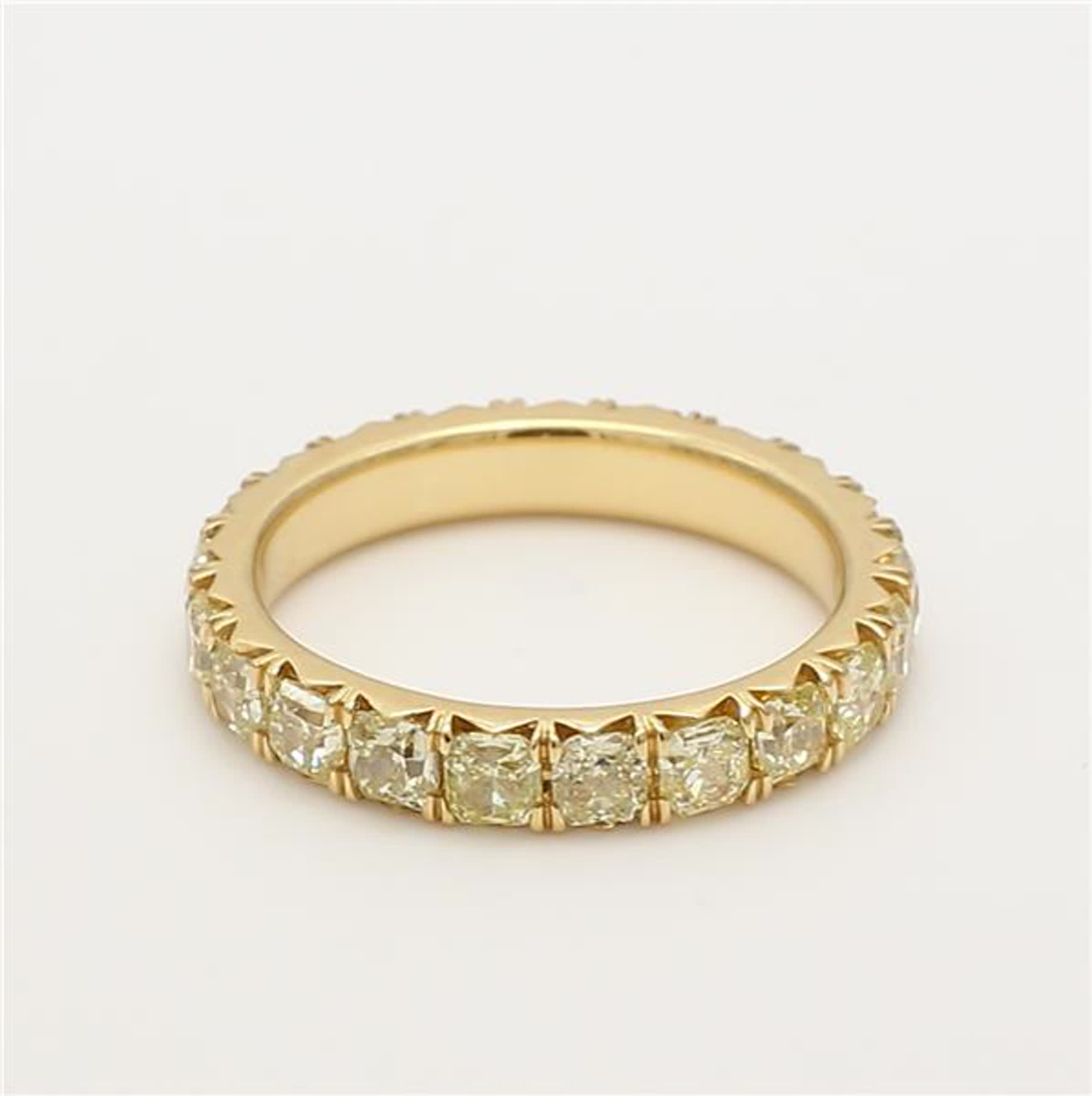 Natural Yellow Radiant Diamond 1.87 Carat TW Yellow Gold Eternity Band