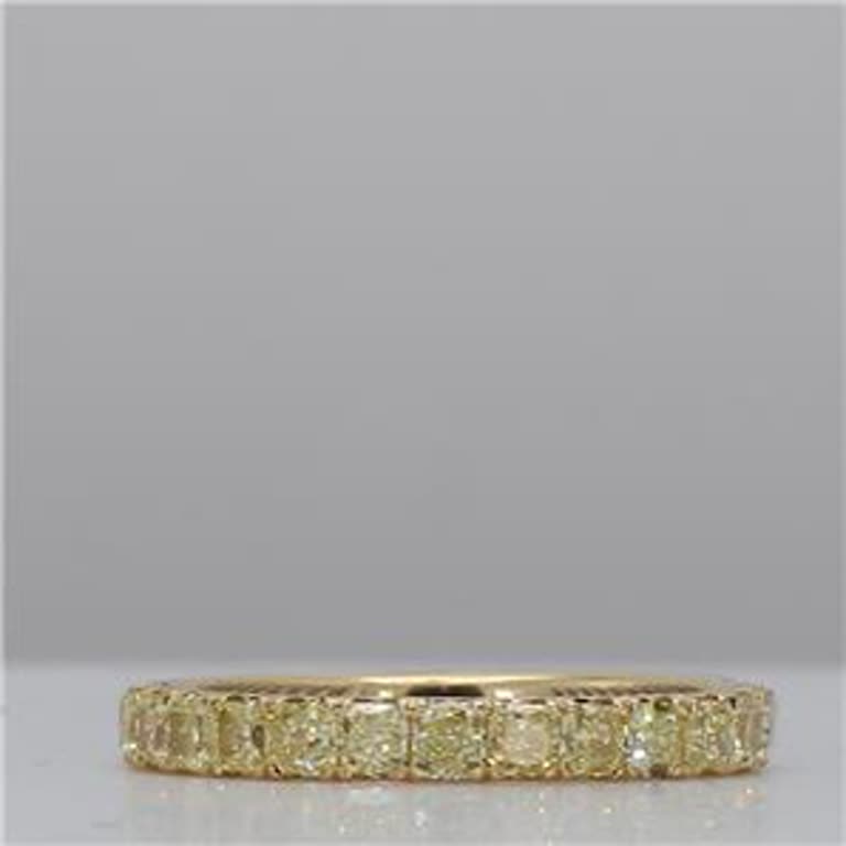 Natural Yellow Radiant Diamond 1.81 Carat TW Yellow Gold Wedding Band