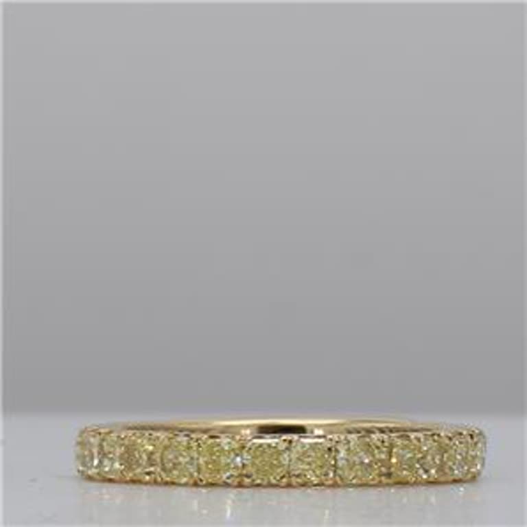 Natural Yellow Radiant Diamond 1.81 Carat TW Yellow Gold Wedding Band