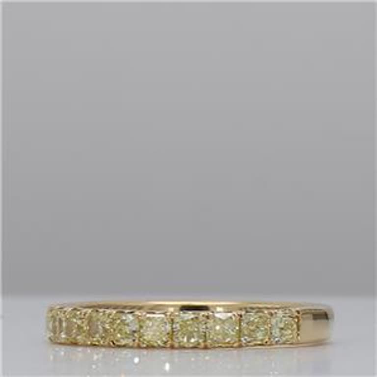 Natural Yellow Radiant Diamond 1.81 Carat TW Yellow Gold Wedding Band
