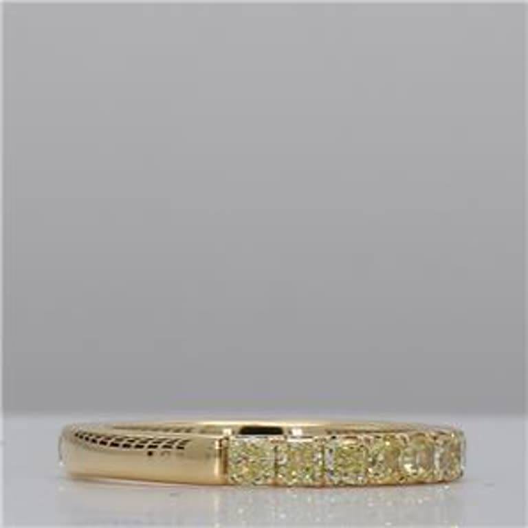 Natural Yellow Radiant Diamond 1.81 Carat TW Yellow Gold Wedding Band