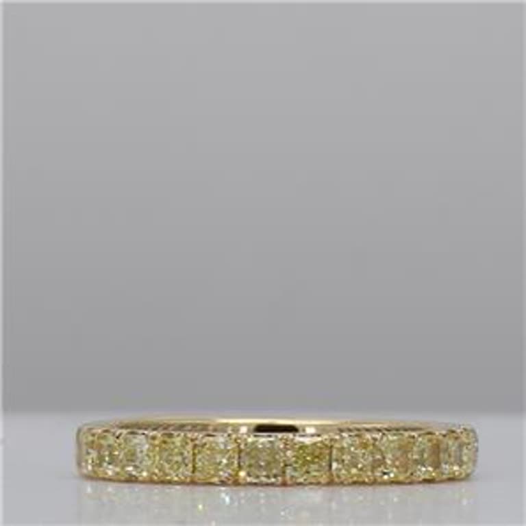 Natural Yellow Radiant Diamond 1.81 Carat TW Yellow Gold Wedding Band