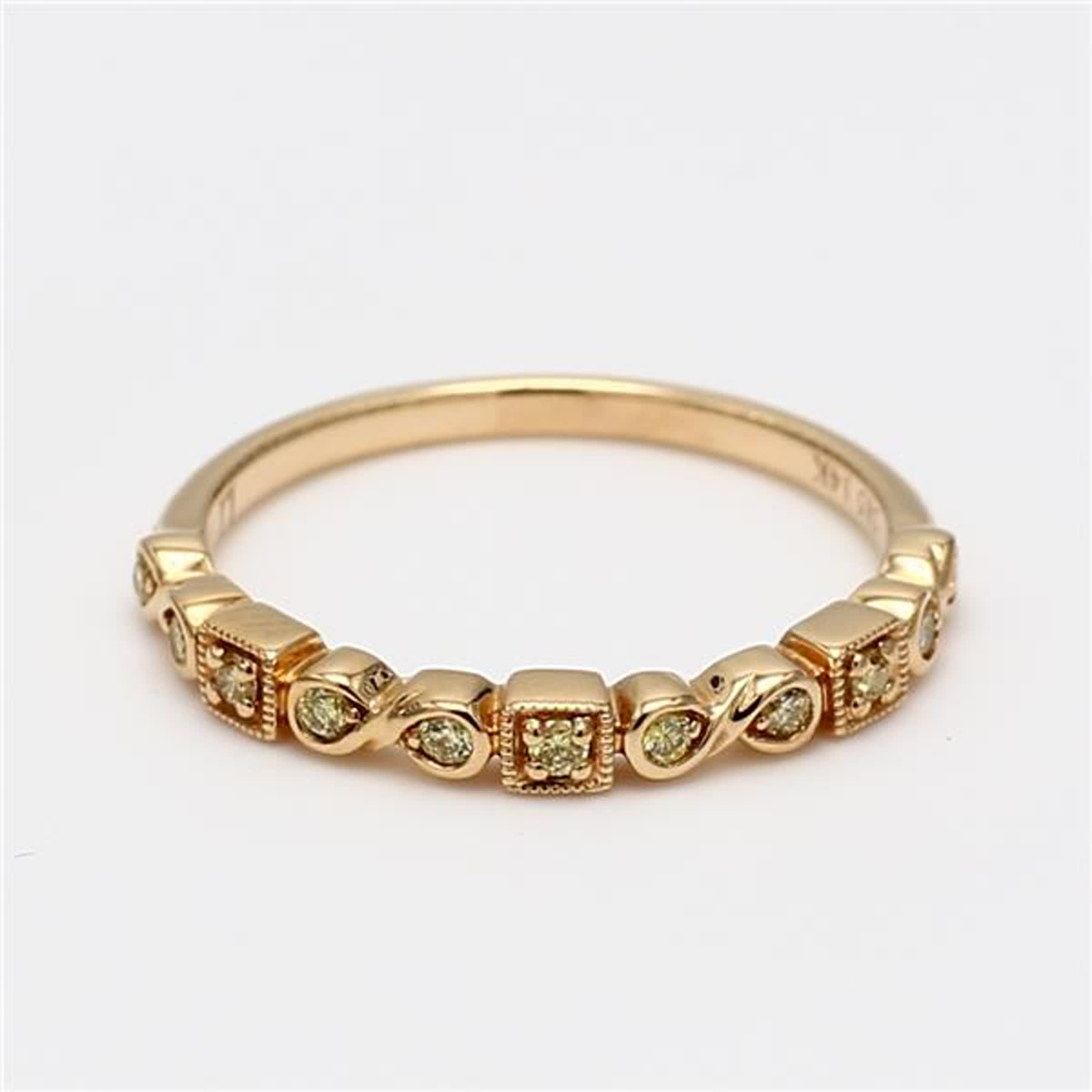 Natural Yellow Round Diamond .10 Carat TW Yellow Gold Wedding Band